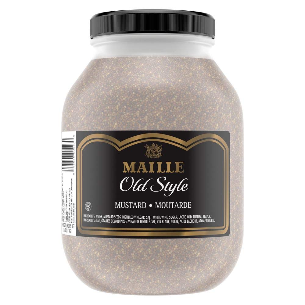 Premium Maille Old Style Whole Grain Stone Ground Mustard - Gluten Free, 8.16 Lbs (Pack of 4) - Perfect for Marinades, Sauces, Dressings & Gourmet Cooking | Artisanal French Mustard for Sandwiches, BBQ & Charcuterie Boards