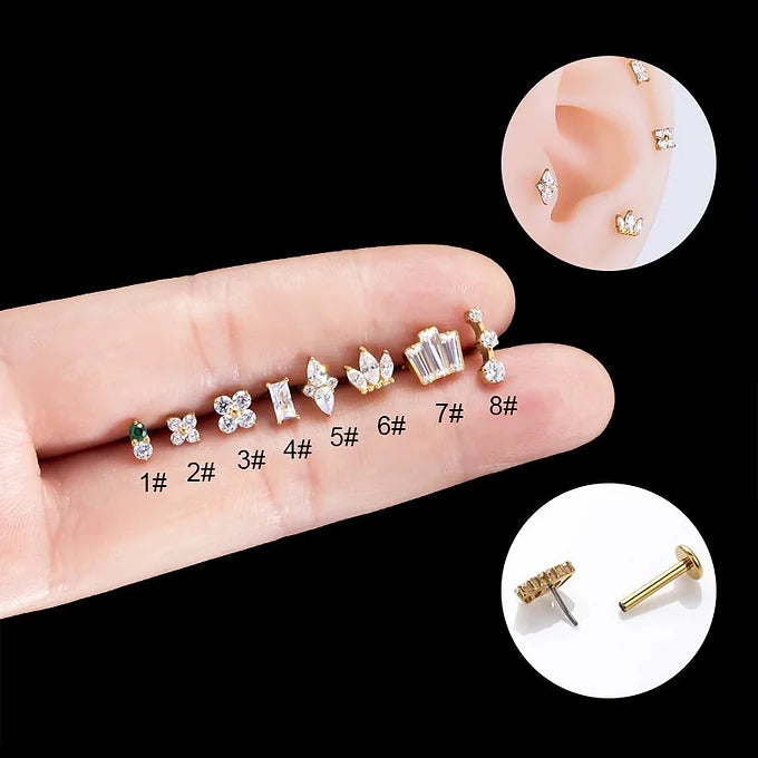 16G Cartilage Titanium Flower Crown Stud Earrings for Women - Hypoallergenic Body Jewelry for Sensitive Ears | Perfect for Everyday Wear, Parties & Special Occasions