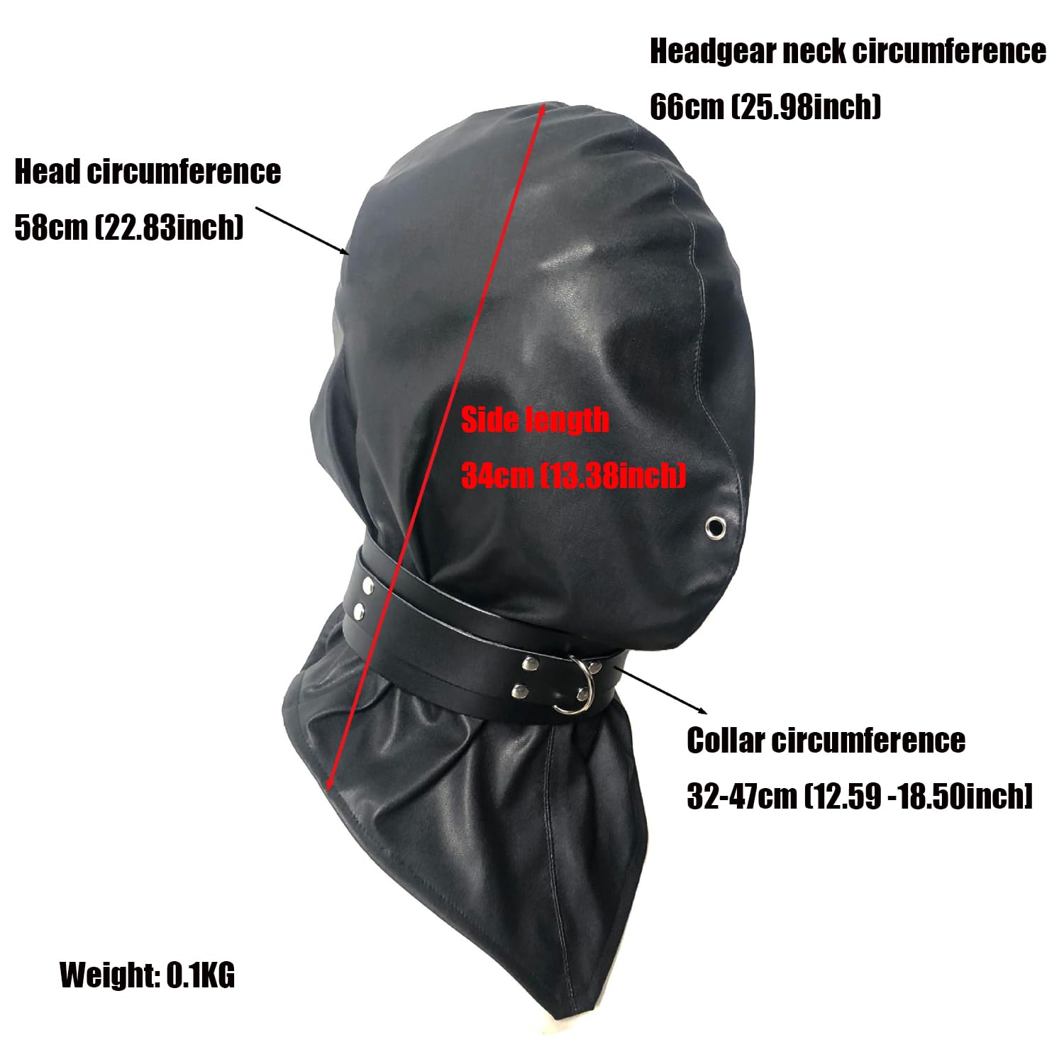 BDSM Bondage Hood - Adjustable Leather Blindfold Mask with Collar for Sensory Play | Fetish Head Cover for Adults | SM Restraint Gear for Roleplay & Sensory Deprivation