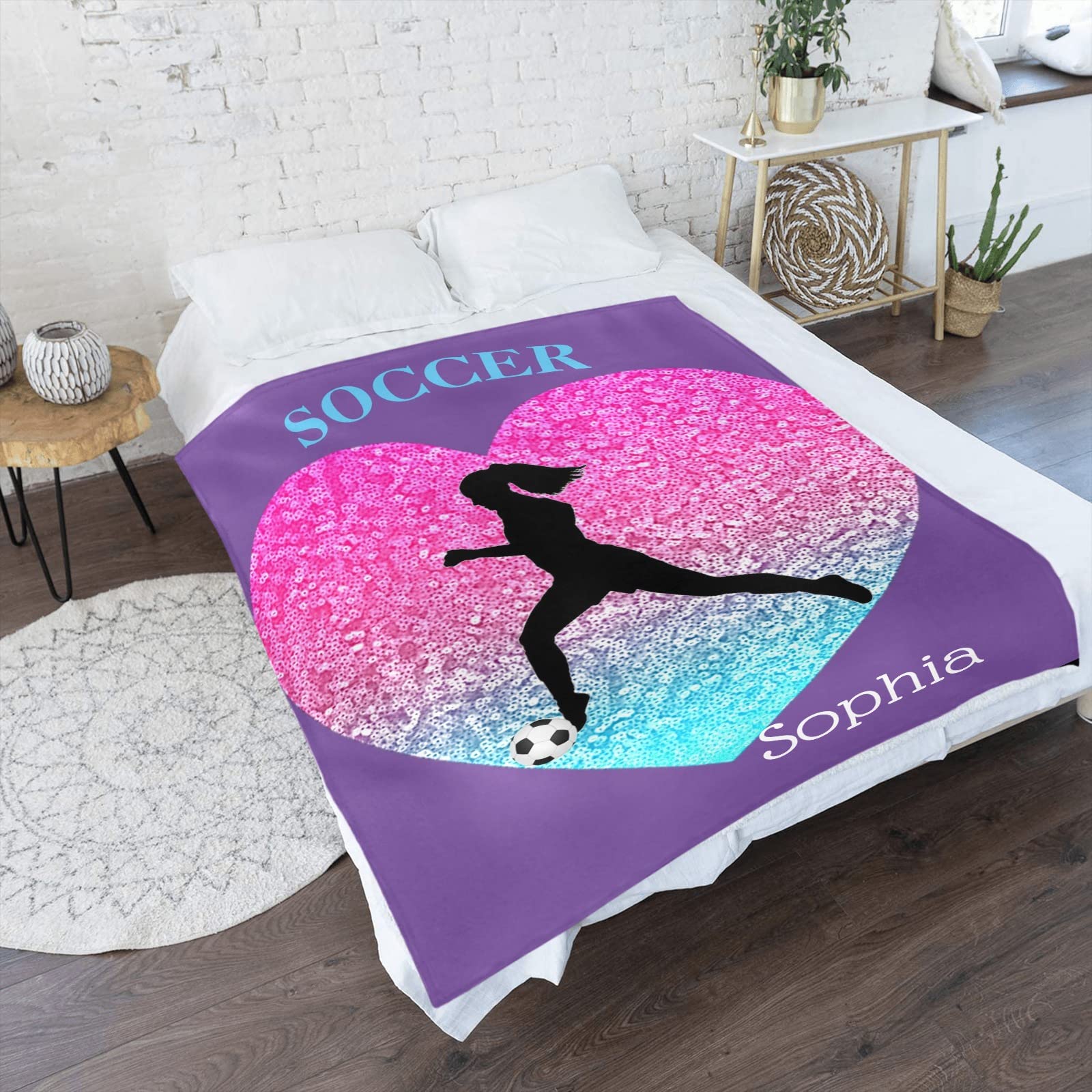 Personalized Soccer Blankets for Girls - Soft Cozy 60