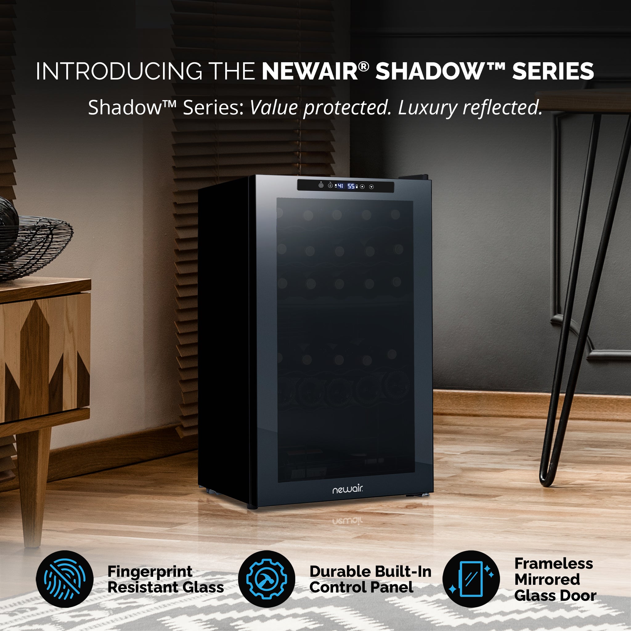 Newair® 33 Bottle 19.5 Inch Black Freestanding Dual Zone Wine Cooler Refrigerator - Perfect for Home Bars, Restaurants, and Wine Cellars
