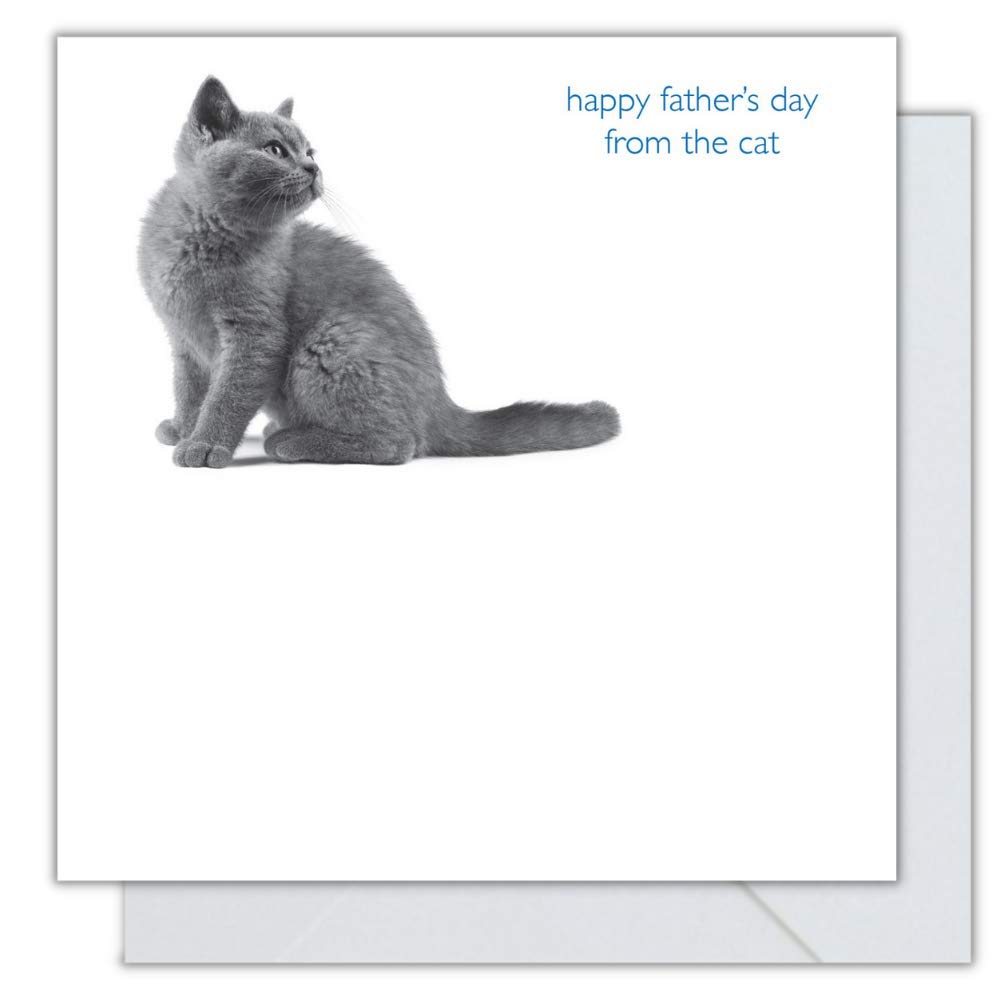 Funny Black & White Father's Day Card from Cat - Unique Happy Fathers Day Greeting Card for Cat Lovers - Perfect Gift for Dad Who Adores Pets (Home, Office & Special Occasions)