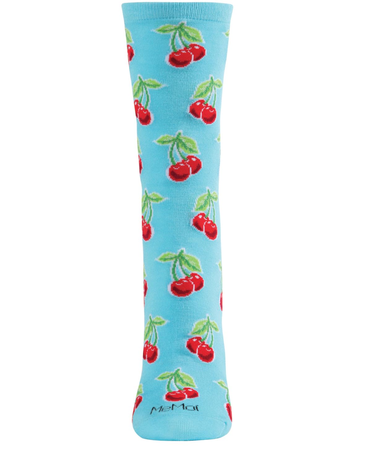 MeMoi Cherries Rayan Blend Crew Socks - Soft Cotton Casual Socks for Women & Men - Perfect for Everyday Wear, Work, and Home Comfort