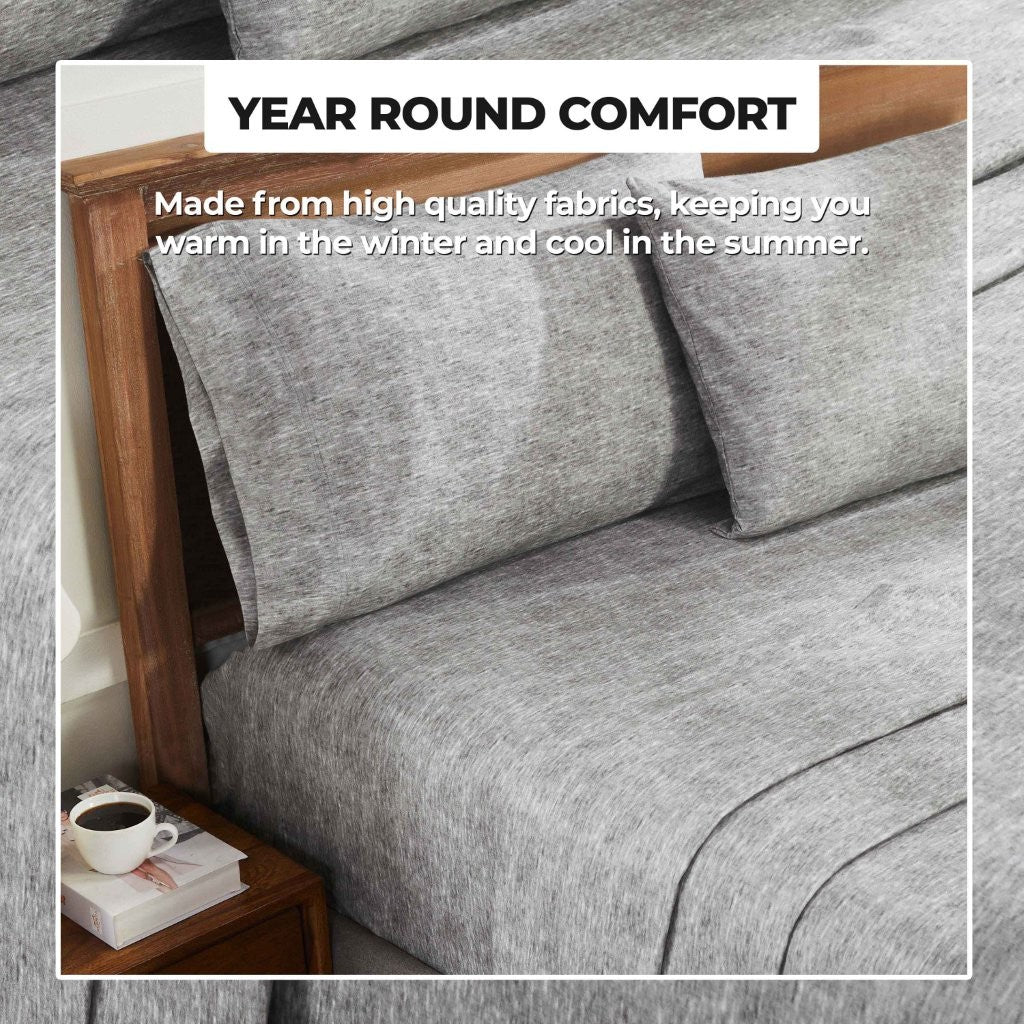 Premium Melange Flannel Cotton Two-Toned Brushed Deep Pocket Sheet Set - Ultra Soft & Cozy for Winter Nights, Perfect for Bedroom Comfort & Warmth