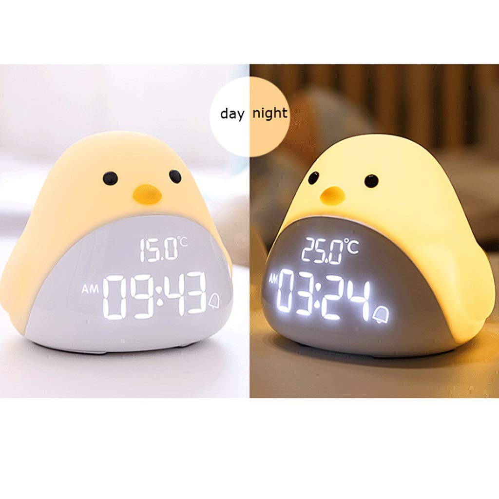 Multifunctional Rechargeable Night Light for Kids - Cute Silicone Table Lamp with Alarm Clock, USB Plug-in Desk Light (Beige) | Perfect for Nursery, Bedroom, and Study Room