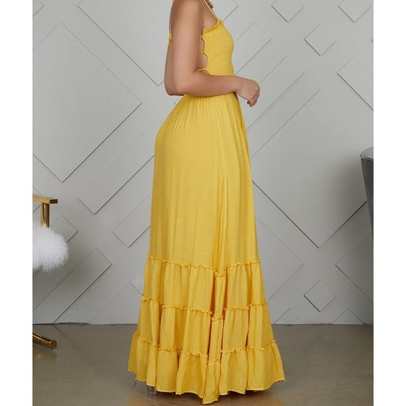 Victoria Pleated Smocked Maxi Dress - Flowy Summer Beach Dress for Women | Boho Chic Long Dress for Vacations, Weddings & Date Nights