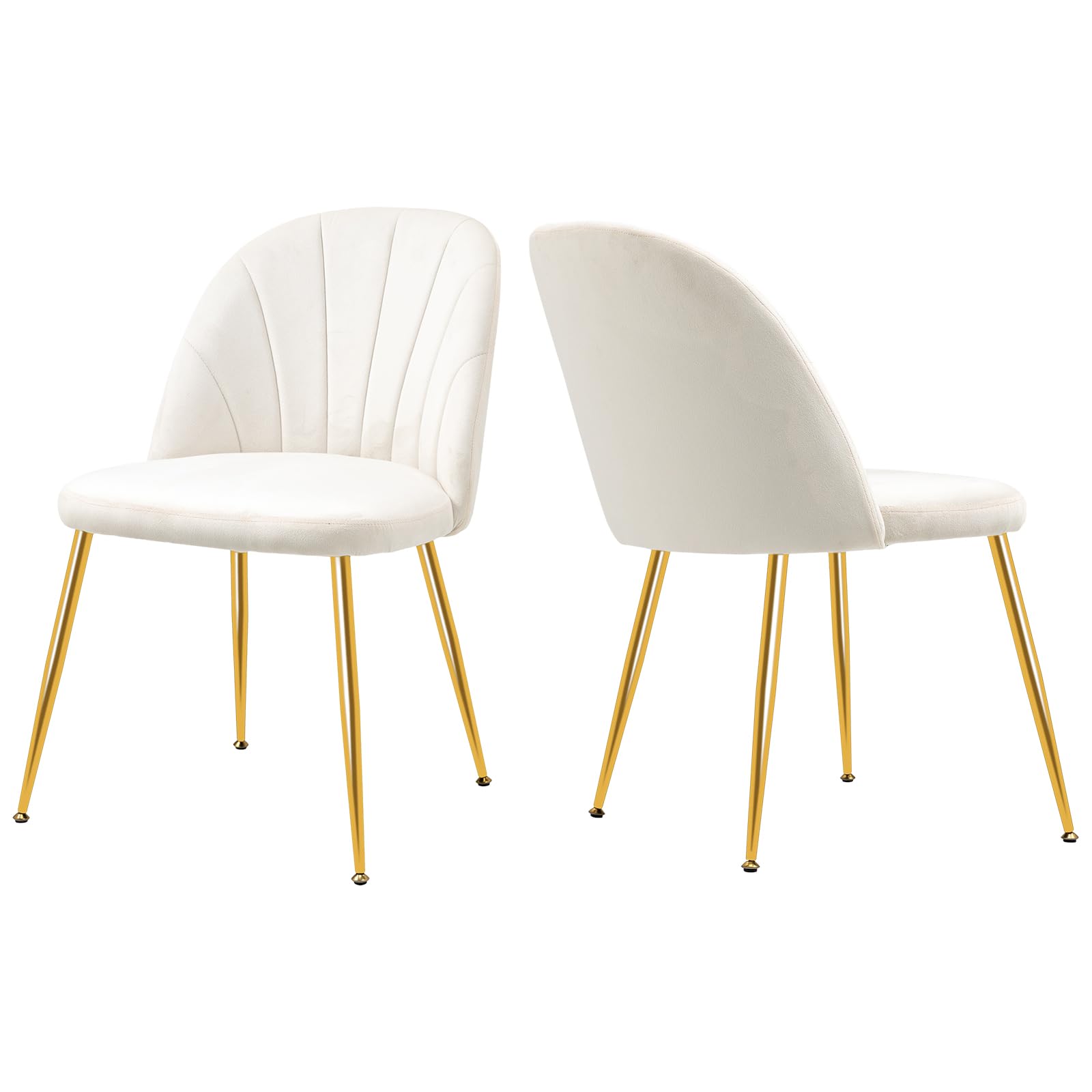 X-VOLSPORT Velvet Dining Chairs Set of 2 - Modern Accent Chairs for Living Room, Bedroom & Office - Armless Vanity Chairs with Gold Metal Legs - Beige Upholstered Seating for Home Decor, Guest Reception & Dining Area