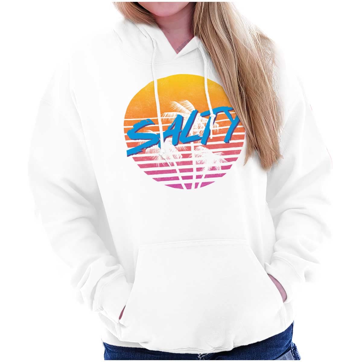 Brisco Brands Women's Retro 80s 90s Sunset Beach Hoodie Sweatshirt - Vintage Style Pullover with Salty Vibe for Casual Wear & Street Fashion