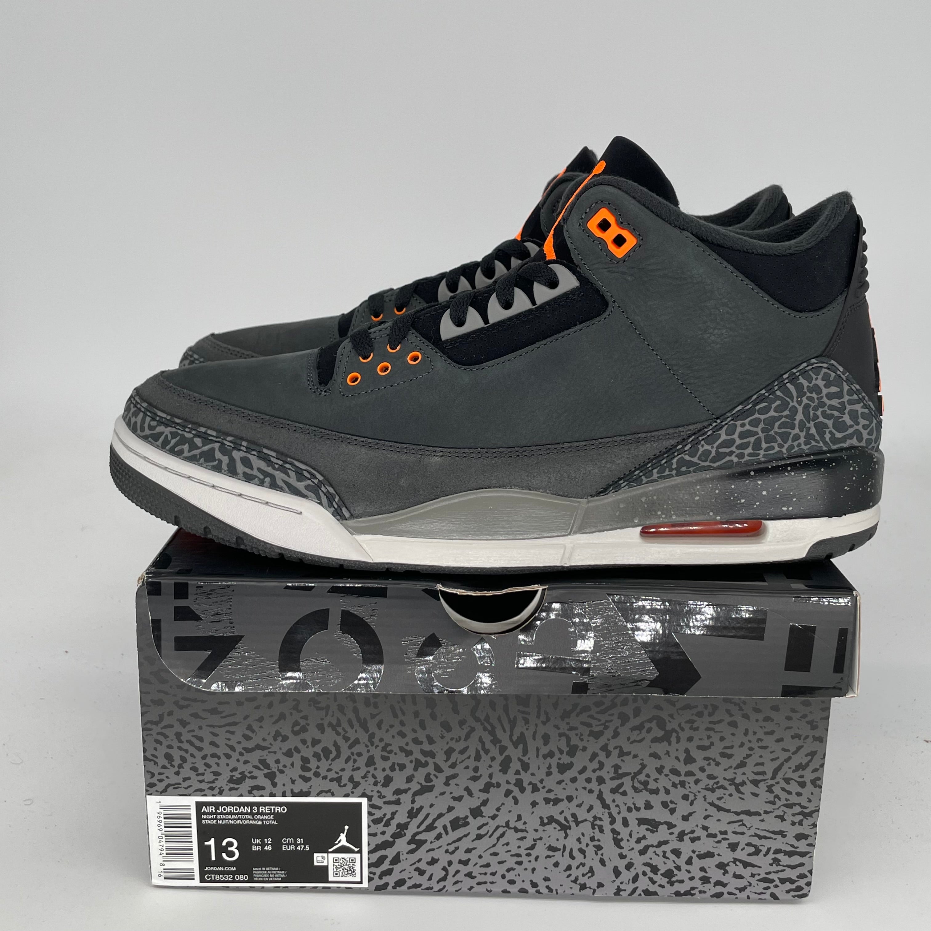 AIR JORDAN 3 FEAR Basketball Shoes Men's Size 13 - Retro Style Sneakers CT8532-080 for Streetwear & Casual Outfits