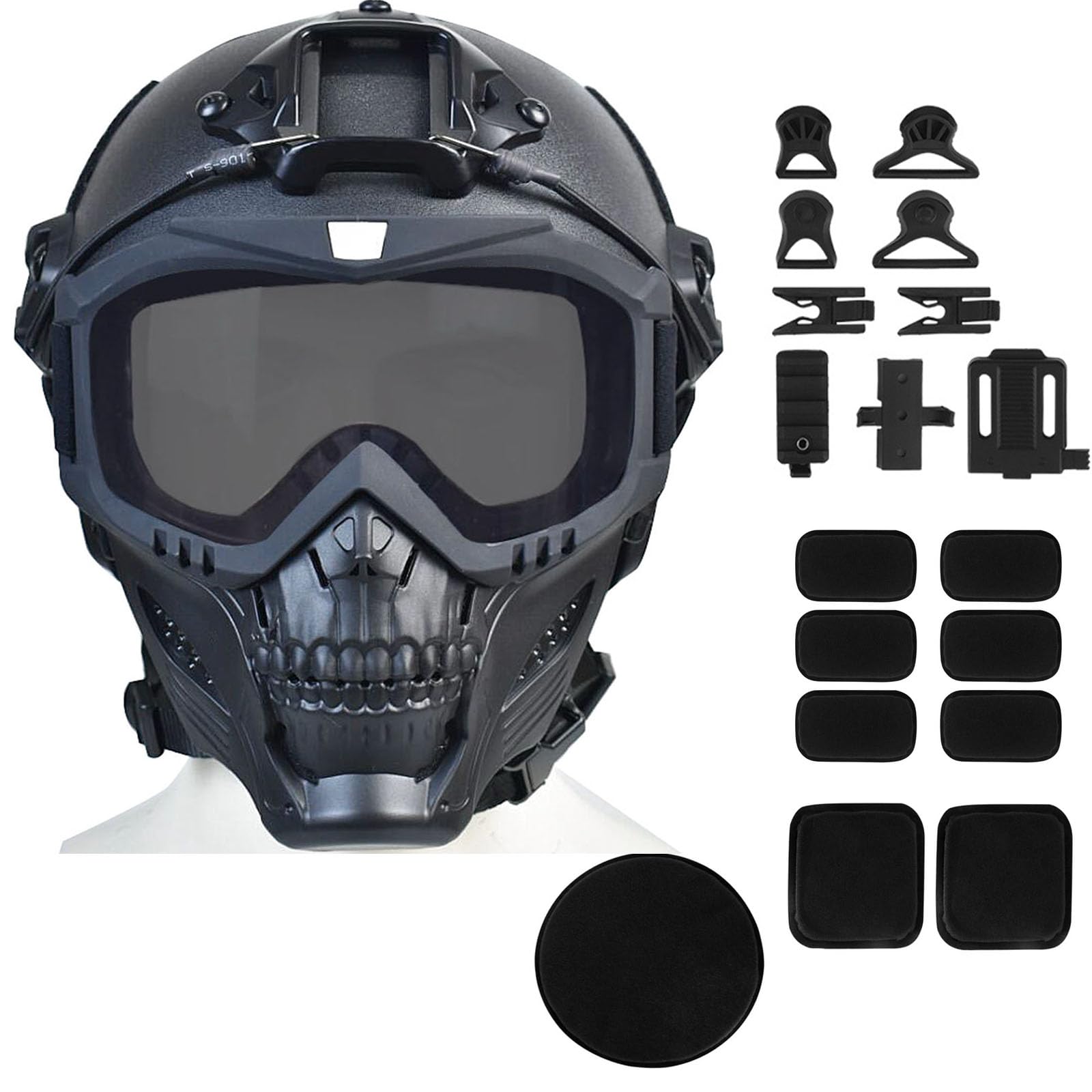 Tactical Airsoft Full Face Mask with Anti-Fog Goggles & Adjustable Fast Helmet - Detachable Eye Protection for Adults & Teens | Outdoor Combat, Airsoft Games & Tactical Training