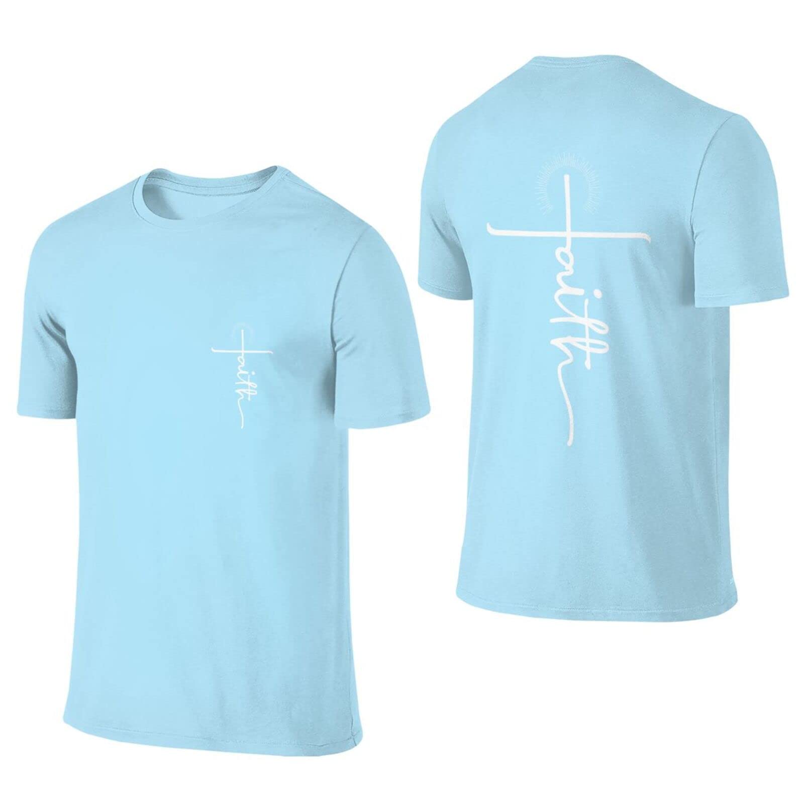 Jesus T-Shirts for Men - Christian Faith Graphic Tees with Cross Design | 100% Cotton Short Sleeve Religious Shirts for Church, Bible Study & Everyday Wear