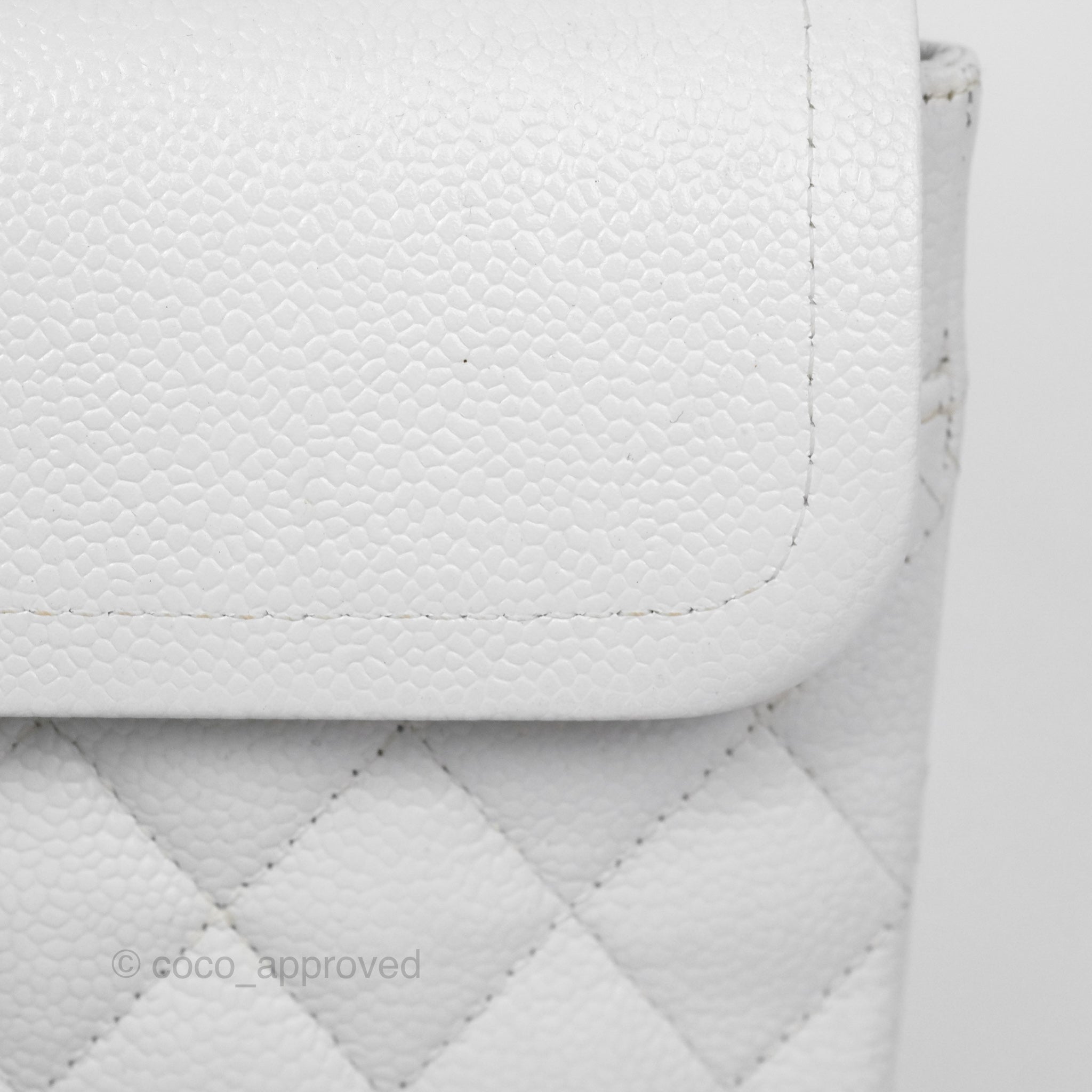 Chanel Classic Medium Double Flap Bag in White Caviar Leather with Silver Hardware - Luxury Handbag for Women, Perfect for Parties, Weddings & Everyday Elegance