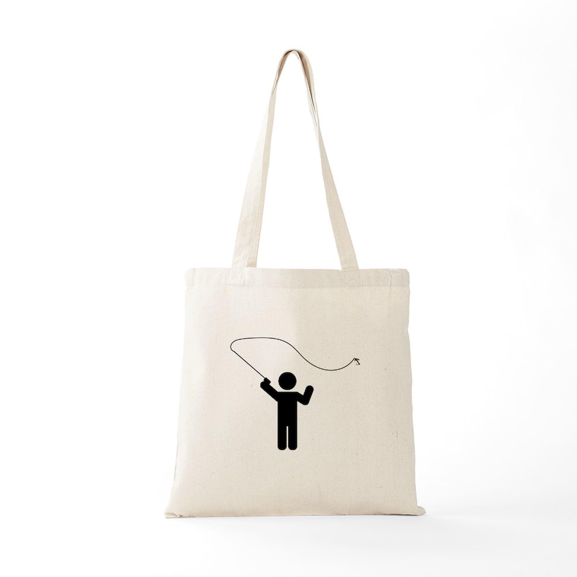 Fly Fishing Tote Bag - Natural Canvas Reusable Shopping Bag for Outdoor Enthusiasts | Perfect for Fishing Trips, Groceries & Beach Days