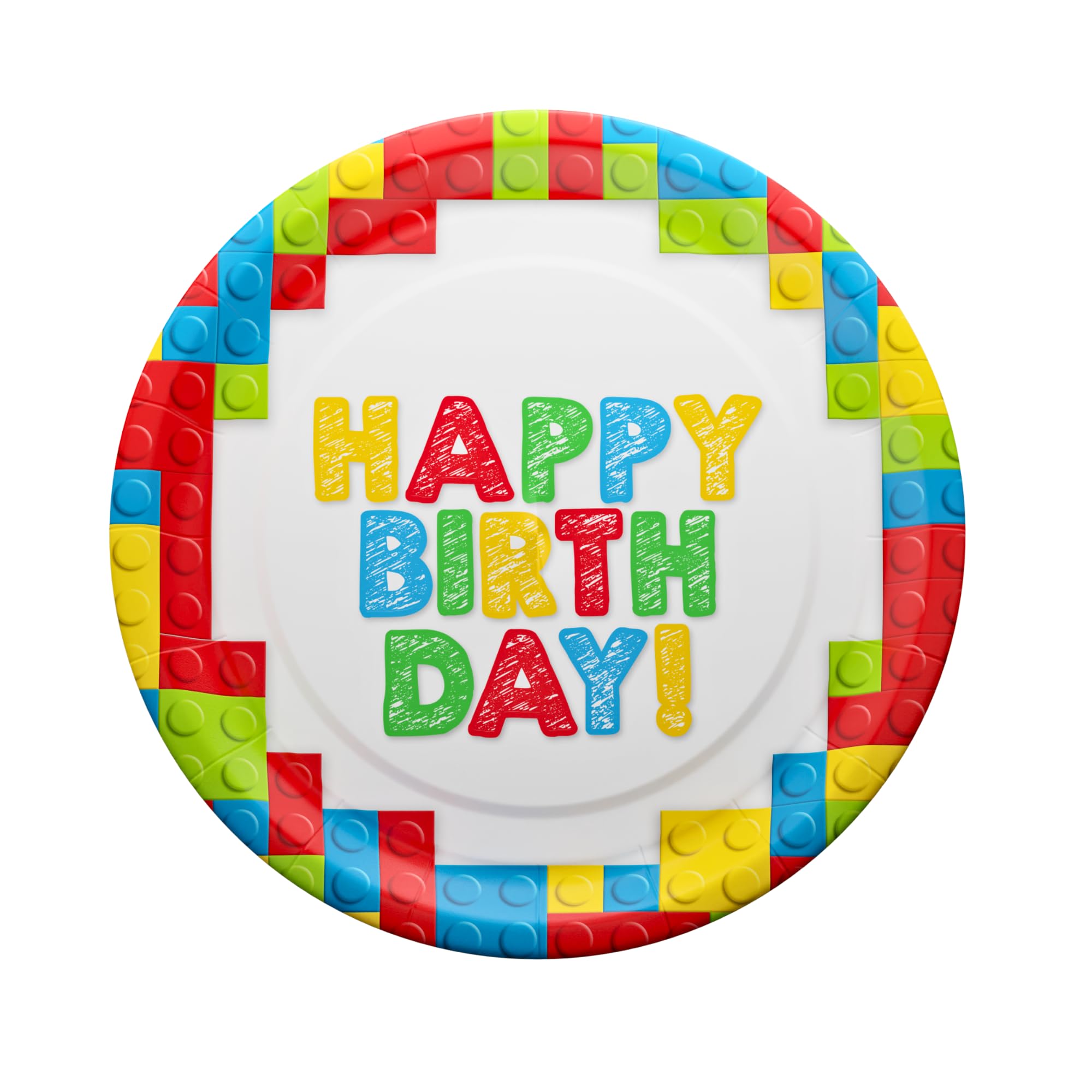 Building Block Deluxe Party Supplies Pack (137 Pieces for 16 Guests) - Brick Themed Party Decorations, Gamer Birthday Party Kit, Minecraft Inspired Blocks, Kids Construction Birthday Decor - Perfect for Lego Parties, Baby Showers & Classroom Activities