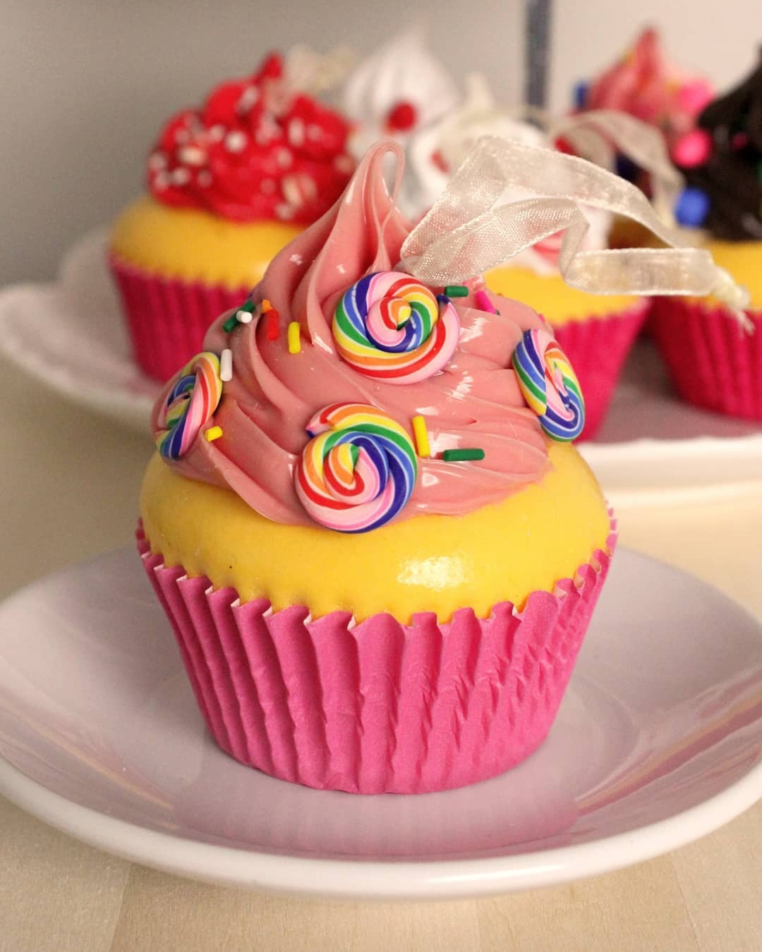 2.75 Inch Sweet Cupcake with Candy Ornament - Perfect for Birthday Parties, Baby Showers & Dessert Decorations
