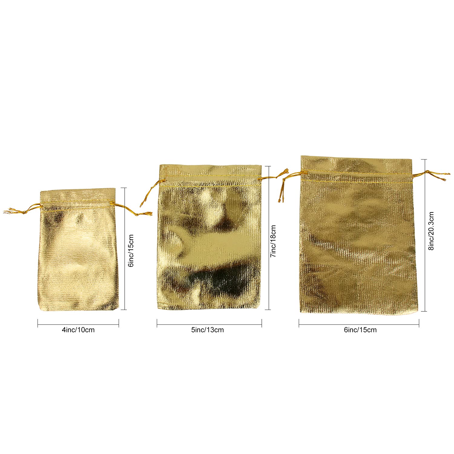 100 Pack 6x8 Inch Premium Gold Organza Drawstring Bags - Heavy Duty Jewelry Pouches for Wedding Favors, Party Gifts, Christmas Treats & Candy Packaging - Perfect for Jewelry, Chocolate, Bridesmaid Gifts & Event Decorations