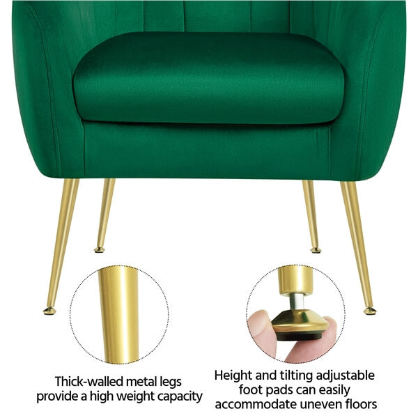 Yaheetech Velvet Accent Chair - Modern Upholstered Armchair with Solid Wood Legs for Living Room, Bedroom & Office - Comfortable Lounge Chair for Relaxing & Reading