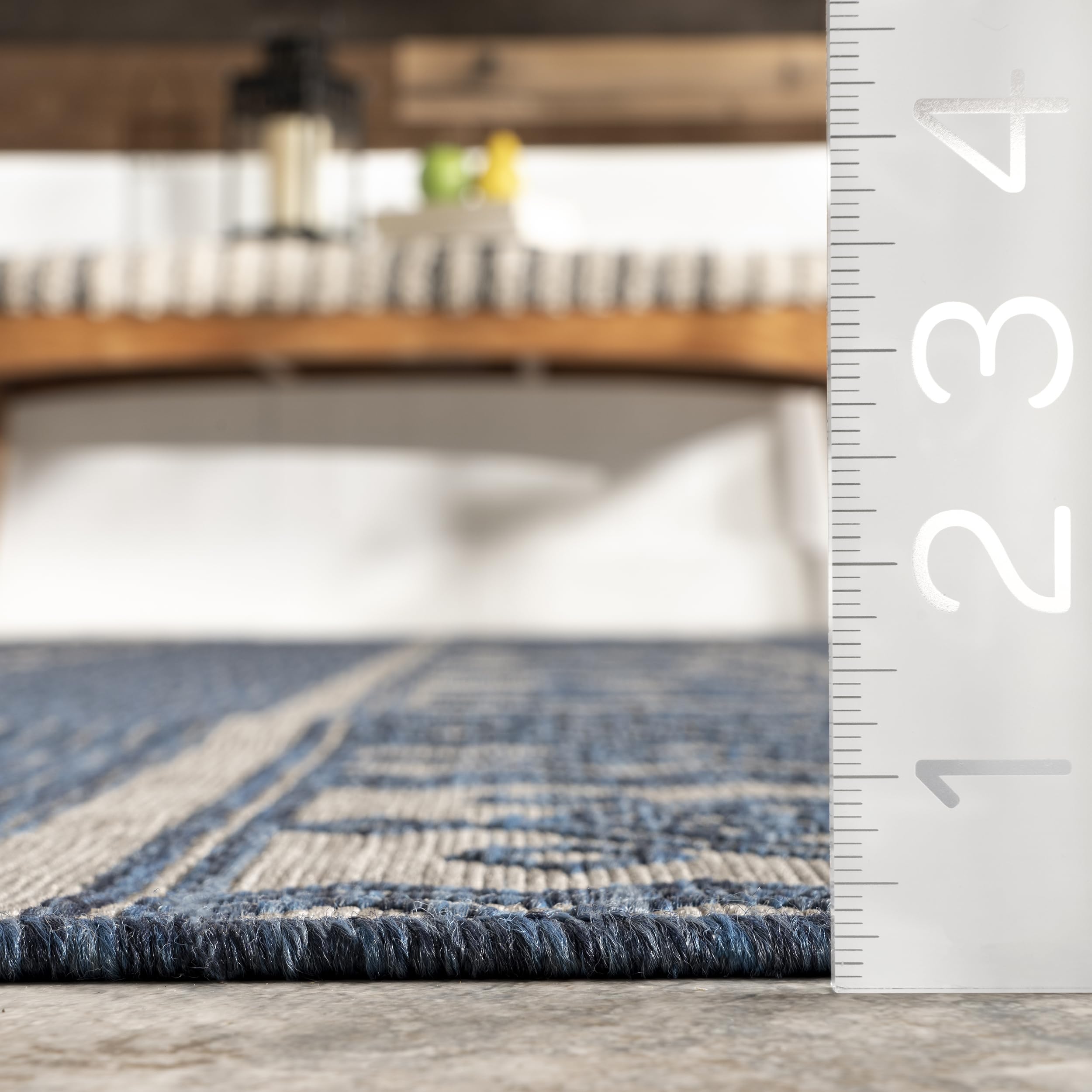 nuLOOM 5' x 8' Outdoor Performance Rug - Stain & Weather Resistant, High Traffic - Perfect for Patio, Balcony, Deck & Backyard - Leigh Blue Design