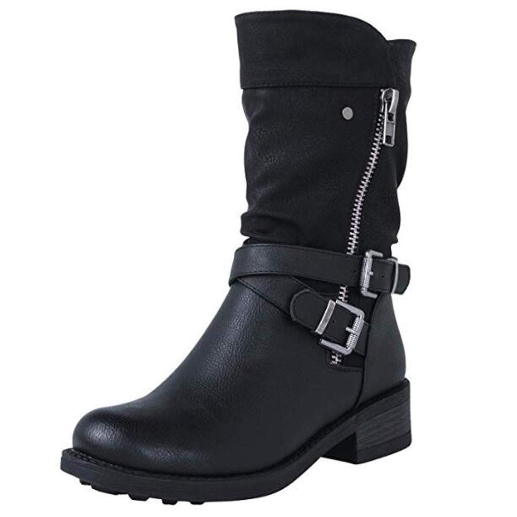 Stylish Women's Mid-Calf Combat Boots with Block Heel & Studded Details - Sexy Ankle Boots for Women in Wine Red | Perfect for Night Out, Date Night & Fall Fashion