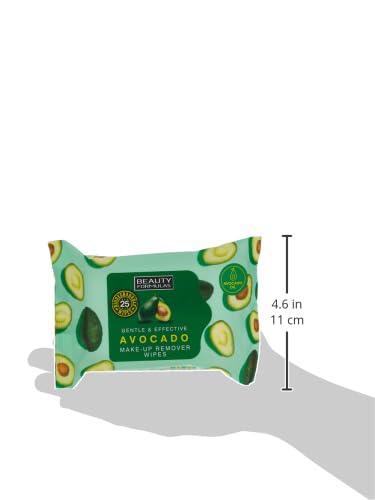 BEAUTY FORMULAS Avocado Makeup Remover Wipes - Gentle Cleansing Facial Wipes for Sensitive Skin | Perfect for Travel, Gym & Daily Makeup Removal