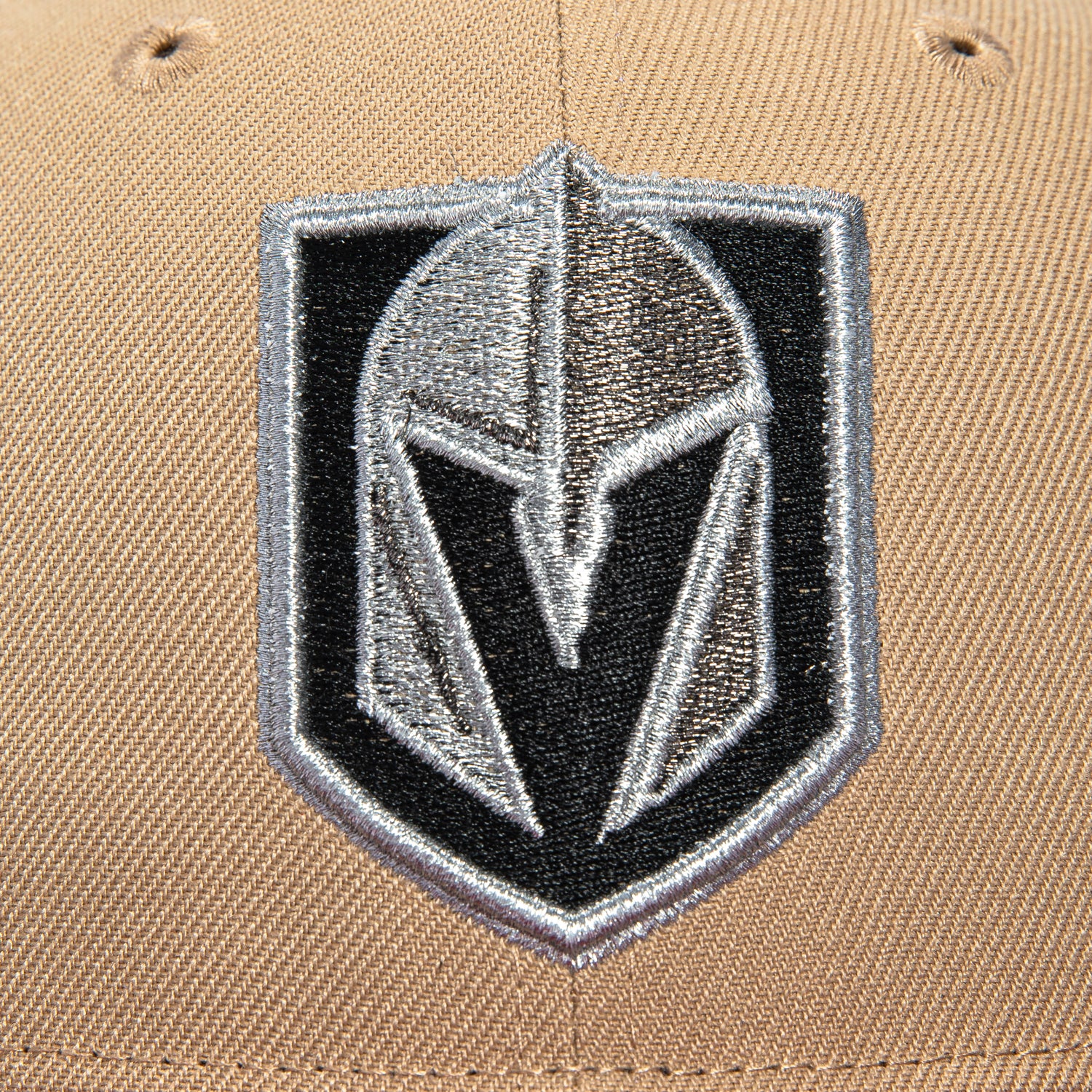 New Era 59Fifty Vegas Golden Knights Logo Patch Adjustable Baseball Cap - Tan & Cardinal Colors | Perfect for NHL Games, Sports Events & Casual Wear