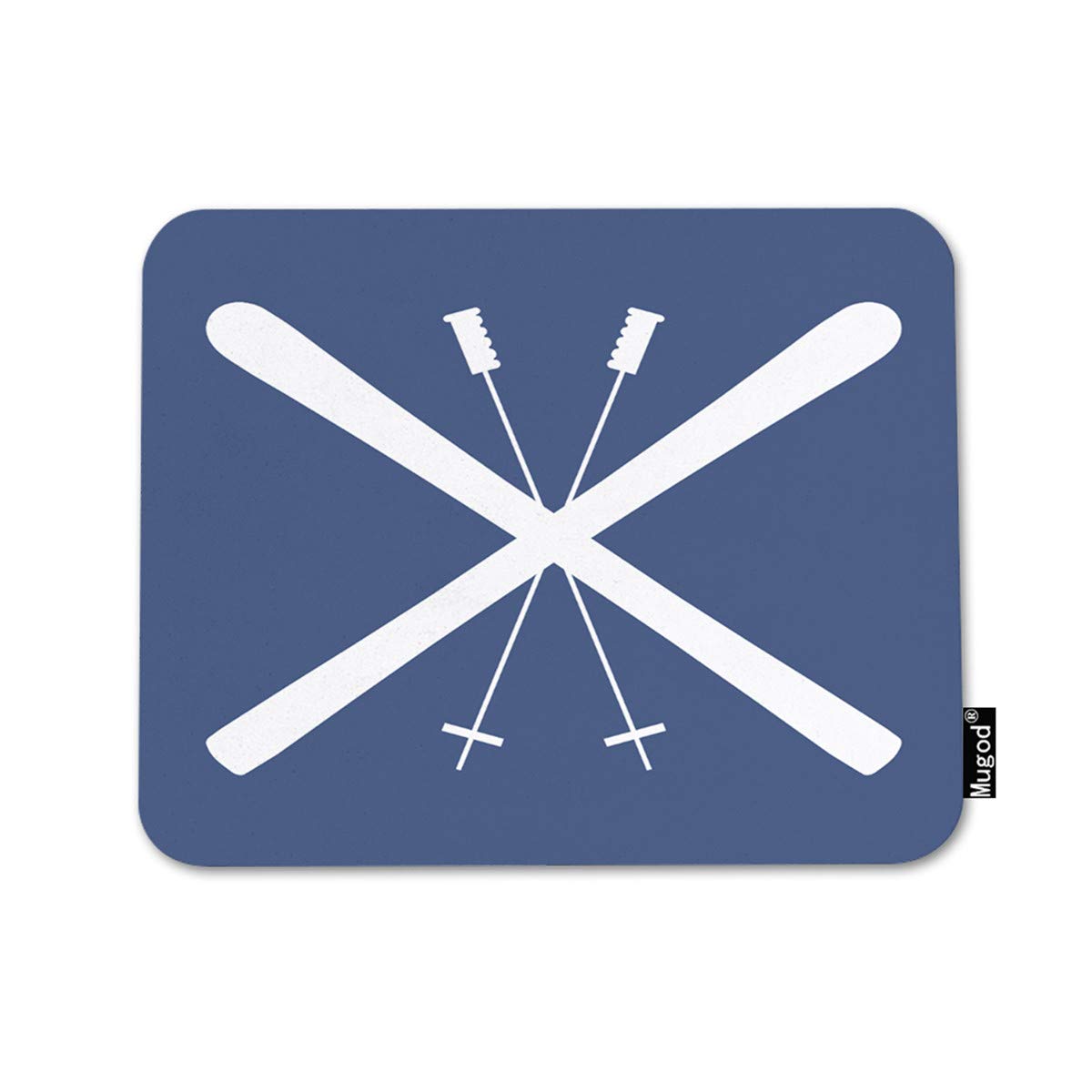 Non-Slip Rubber Gaming Mouse Pad with Skiing Skis Navy Design - 7.9x9.5 Inches Rectangle Computer Mousepad for PC & Laptop - Perfect for Office Work, Gaming & Home Decor