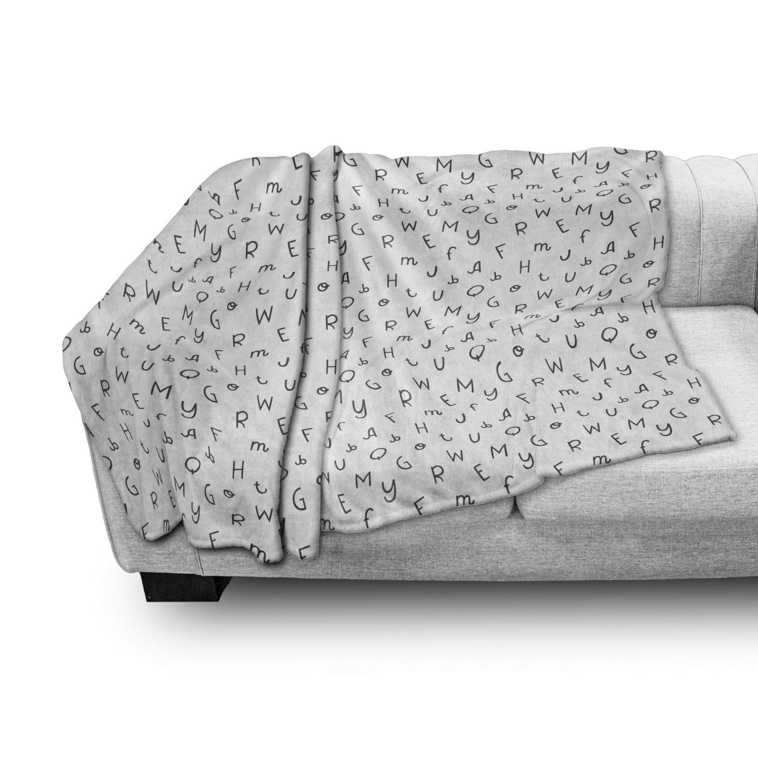 Ambesonne Alphabet Throw Blanket - Soft Flannel Fleece Accent Blanket with Minimalist Letter Pattern, 50