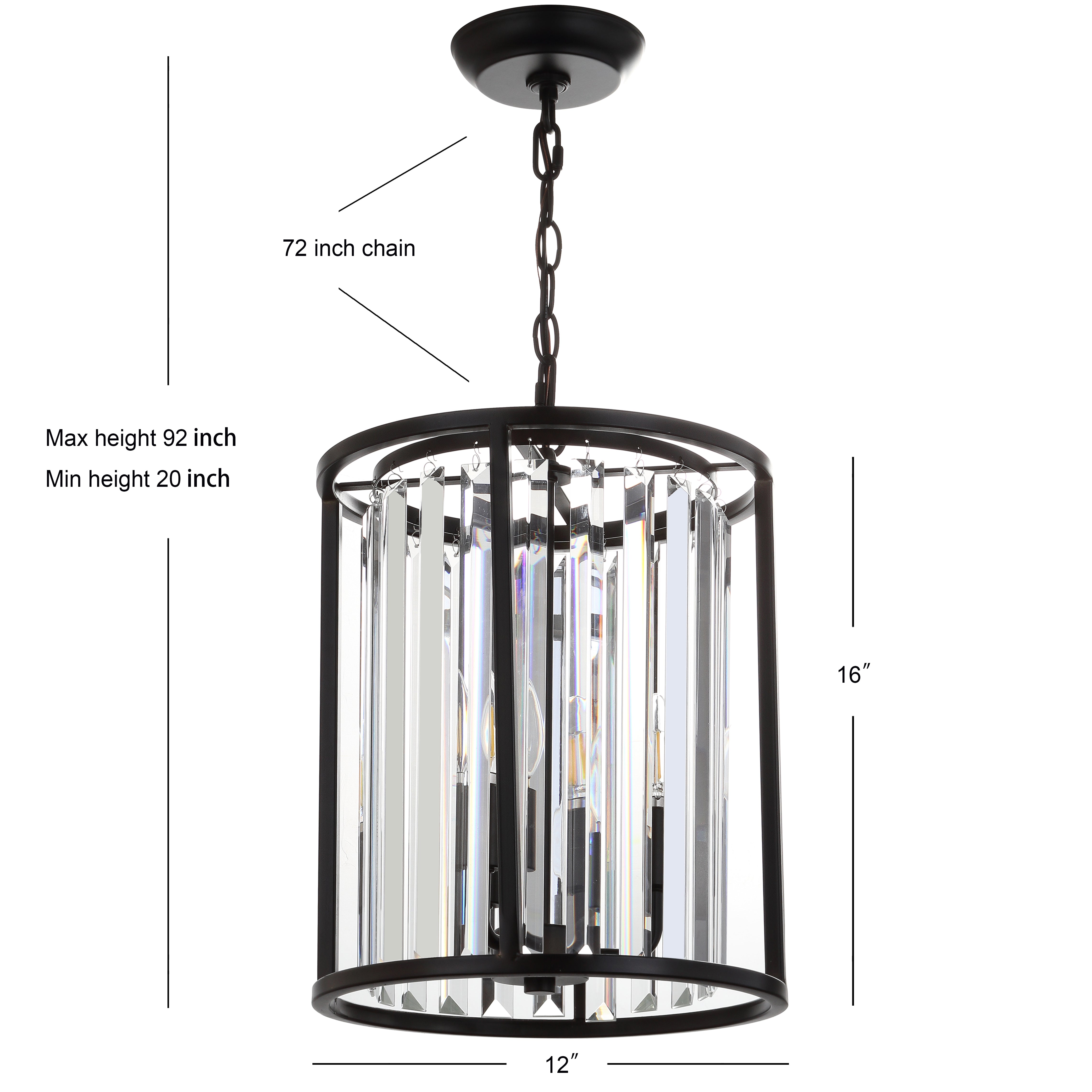 Bevin 12 Metal/Crystal LED Pendant Light - Modern Chandelier for Dining Room, Bedroom, or Living Room Decoration