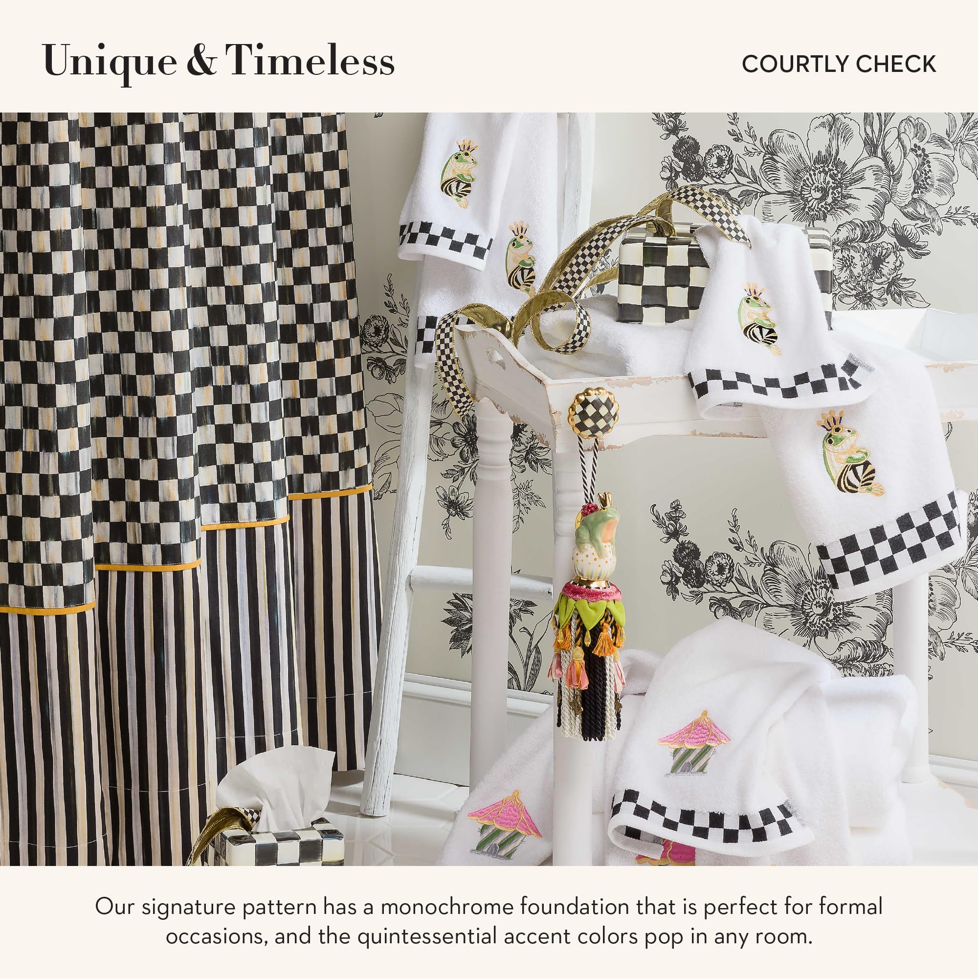 Mackenzie-Childs Tissue Box Cover - Black & White Courtly Check Rectangle Tissue Holder for Home & Office Decor - Perfect for Living Room, Bedroom, or Bathroom