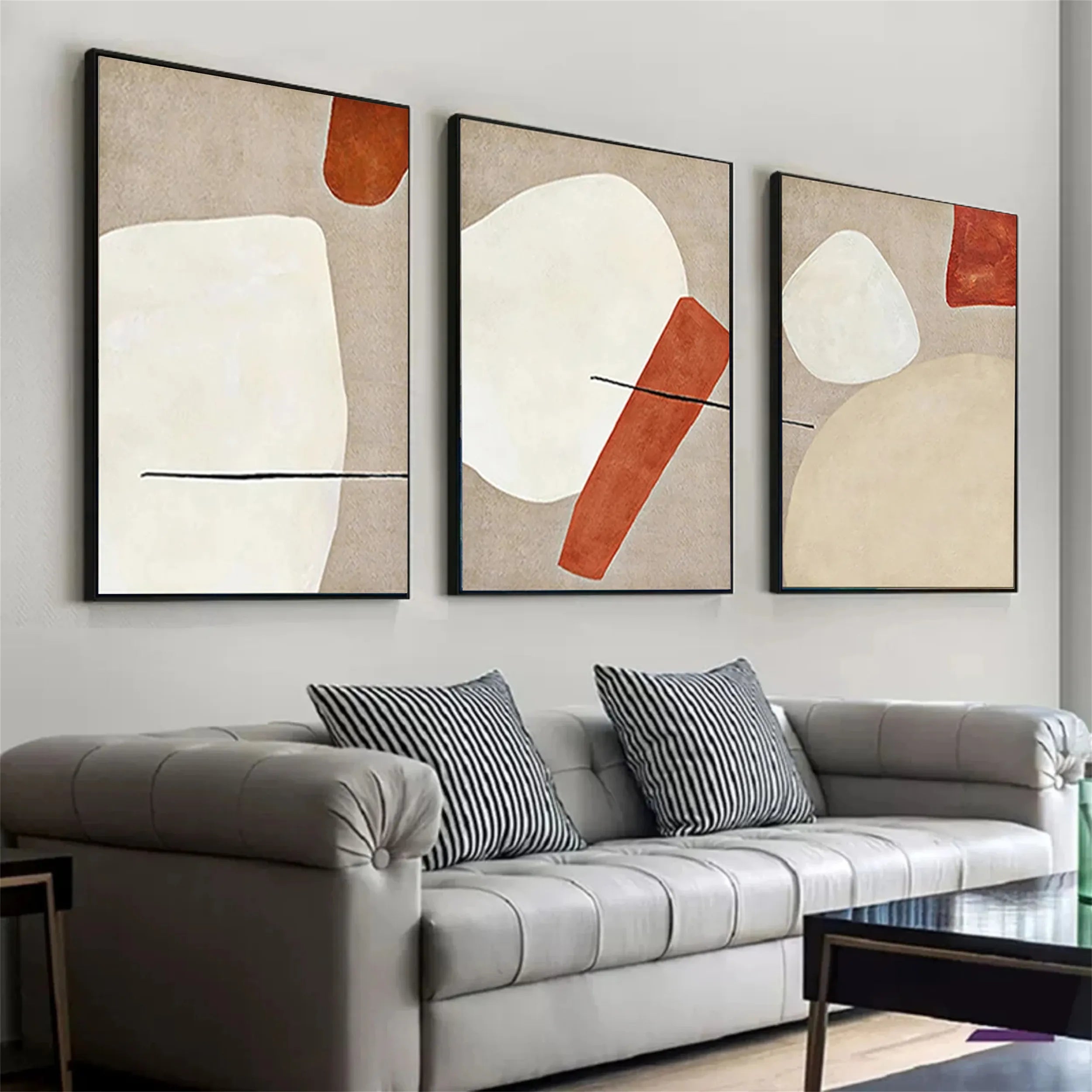 Abstract Tranquility Set of 3 Wall Art Prints - Modern Minimalist Home Decor for Living Room, Bedroom & Office - #AB139 - Perfect for Creating a Calming Atmosphere in Any Space