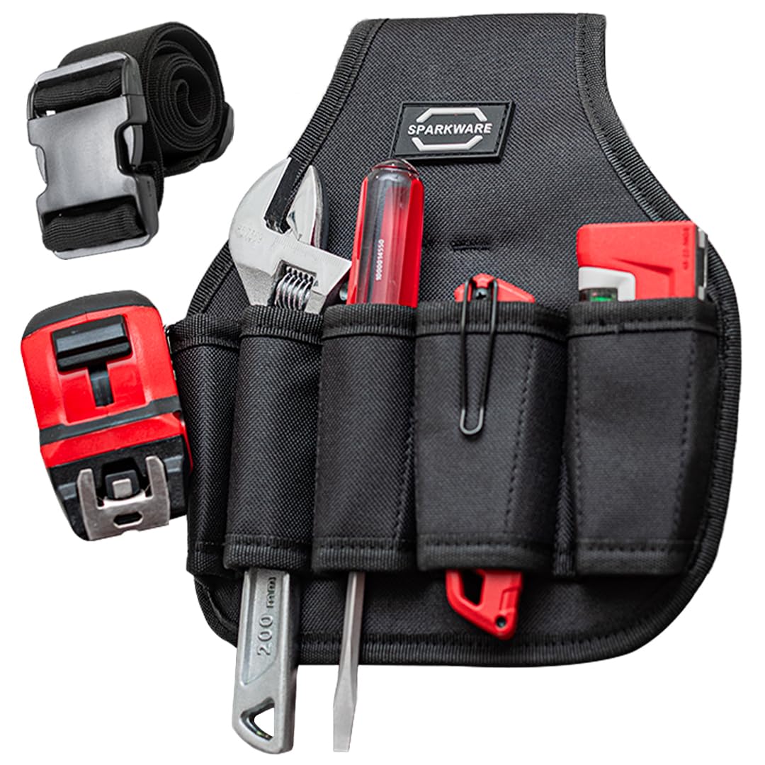 Heavy Duty Tool Belt for Men - Black Canvas Utility Belt with Pouch for Electricians, Carpenters & Construction Workers | Durable Tool Organizer for Hammer, Screwdrivers & Power Tools | Perfect for Job Sites & DIY Home Projects