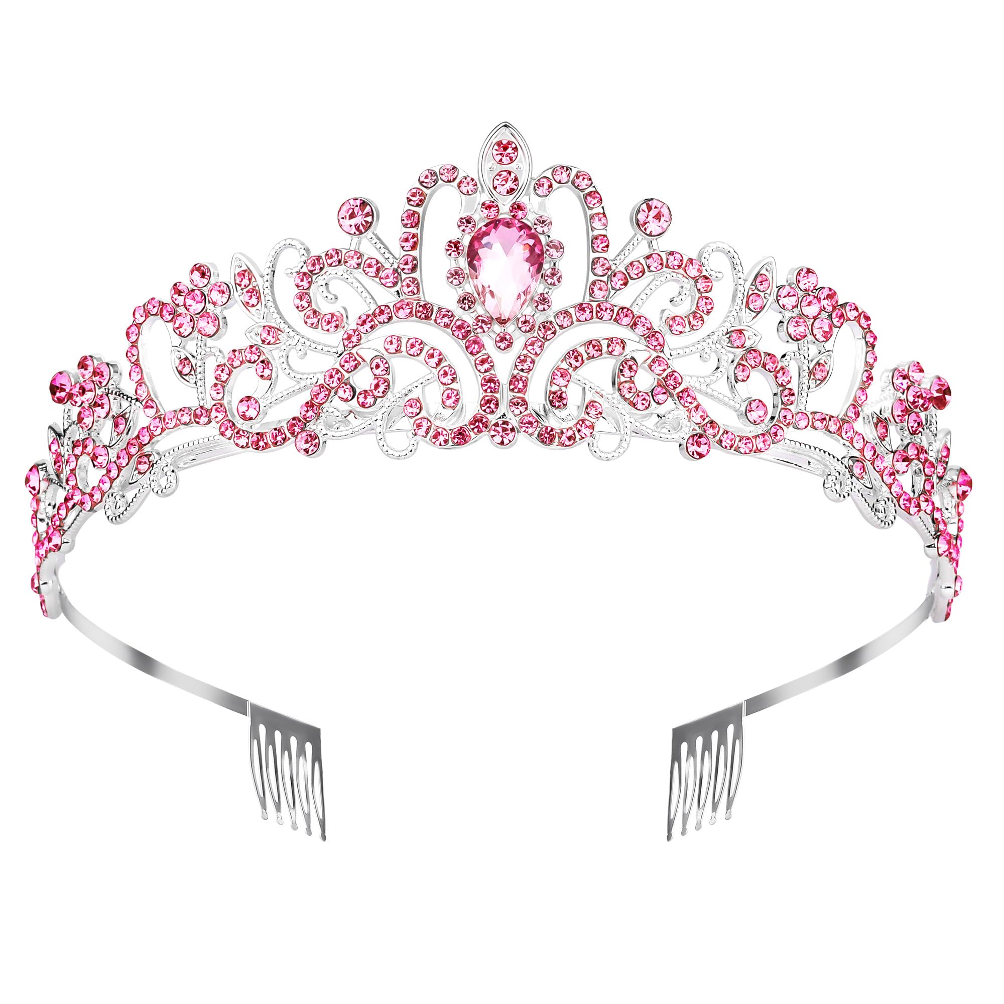 Sparkling Pink Crystal Tiara for Women & Girls - Elegant Princess Crown for Weddings, Birthdays, Prom, Pageants & Special Occasions | Perfect Bridal Headpiece & Mermaid-Themed Party Accessory