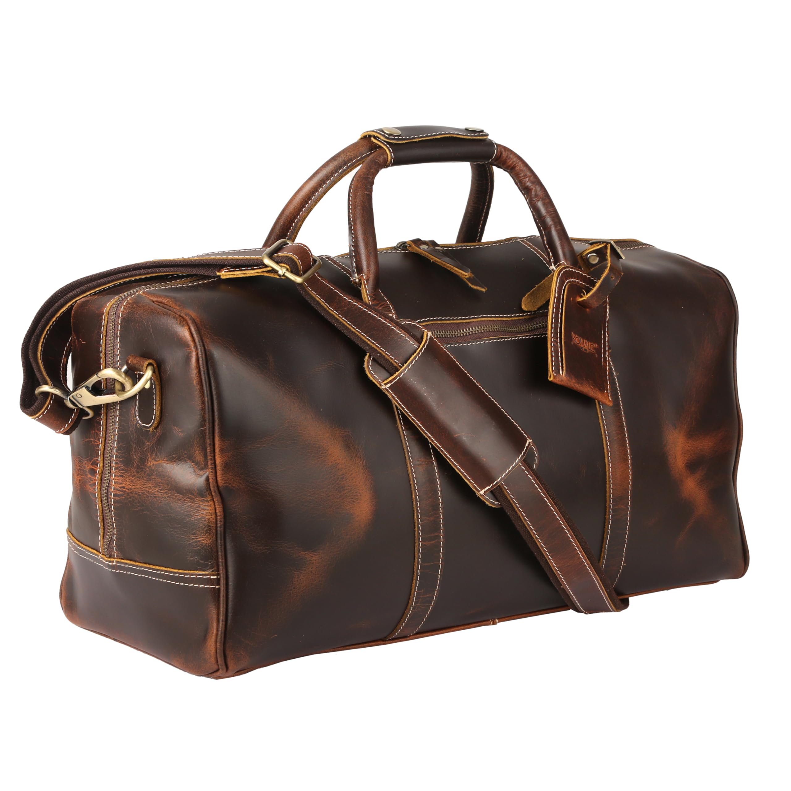 Premium Full Grain Leather Duffel Bag for Men & Women - 20