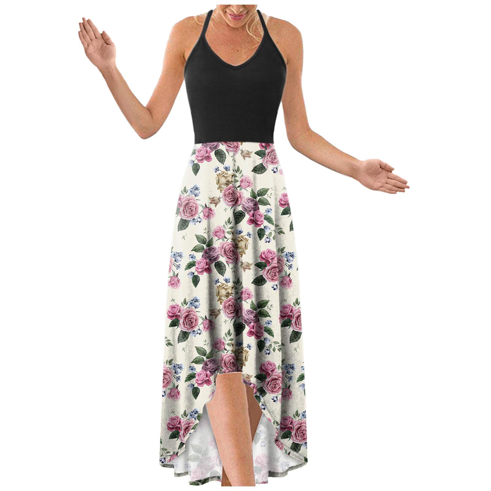 Floral Print Loose Maxi Dress for Women - Sleeveless Summer Beach Dress with Floral Design | Perfect for Vacations, Pool Parties & Casual Outings