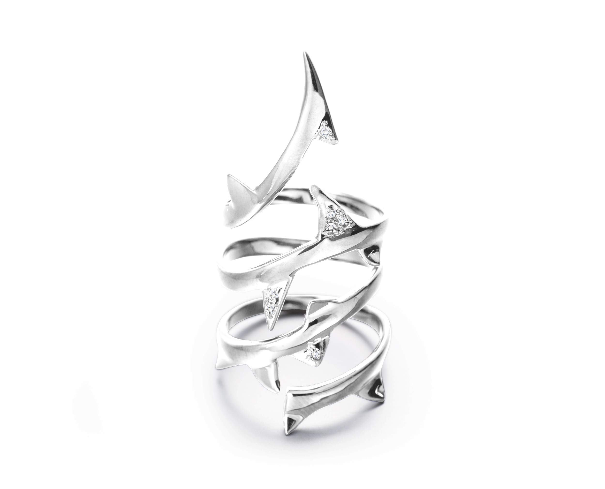 Majade Handmade 925 Sterling Silver Diamond Crown of Thorn Full Finger Ring - Gothic Nature Inspired Wiccan Jewelry, Pagan Right Hand Statement Ring for Witchy Aesthetic & Dark Fashion Lovers