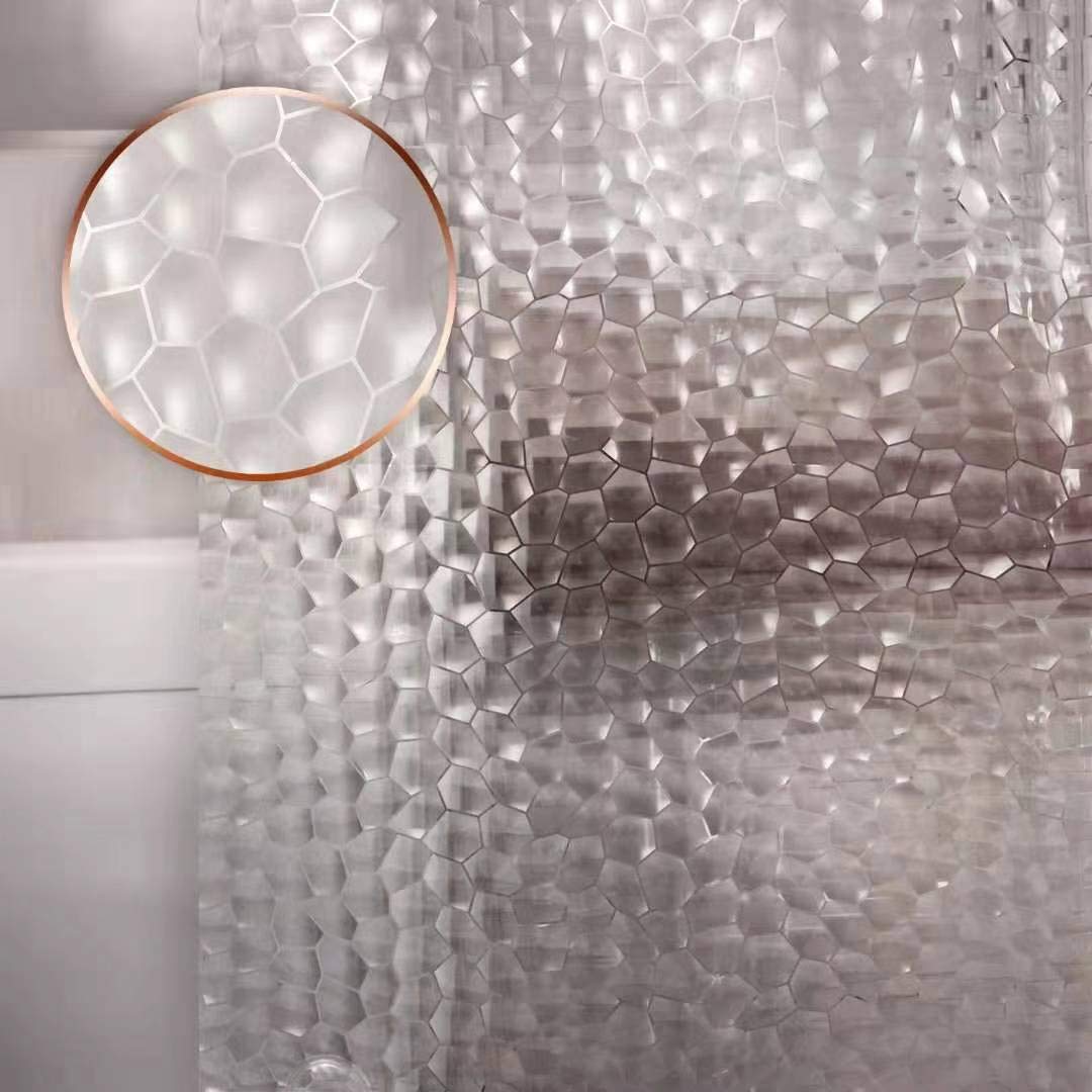 8G EVA Thick Shower Curtain Liner with Heavy Duty 3 Bottom Magnets - Waterproof Bathroom Shower Curtain for Shower Stall & Bathtub - 3D Pebble Pattern Design - Perfect for Modern Bathrooms & Spa-Like Showers