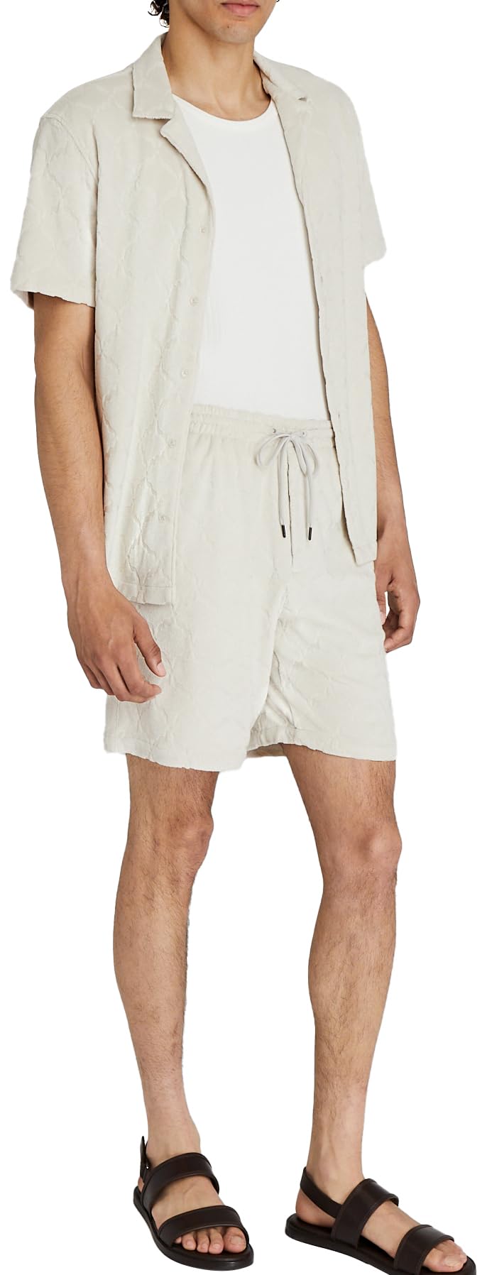 Club Monaco Men's Jacquard Toweling Shorts - Breathable & Stylish Casual Shorts for Summer, Beach, and Lounge Wear