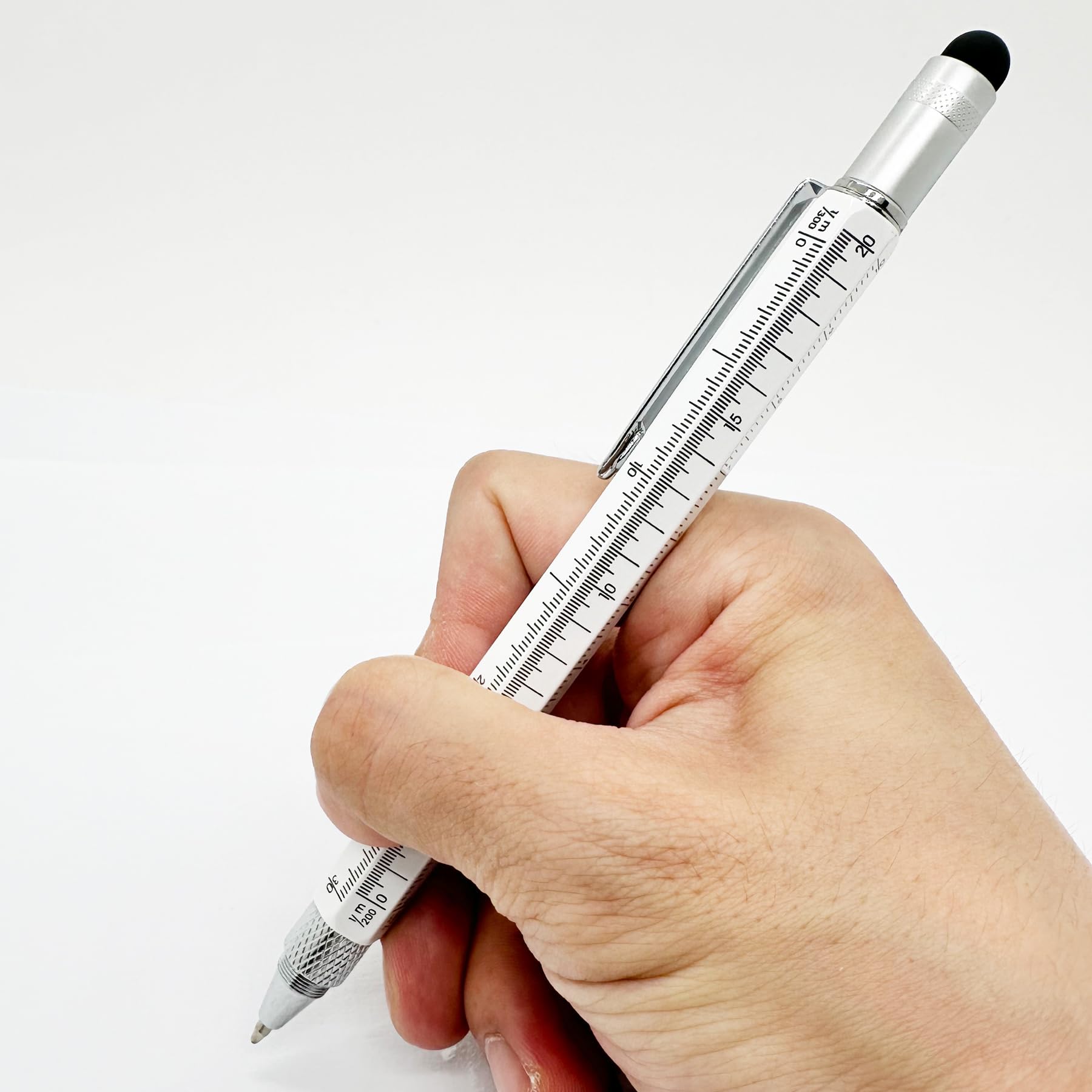 HeTaoCat 6-in-1 Multi-Tech Tool Pen with Stylus, Screwdriver, Ruler & Level Gauge - Black Ballpoint Pen for DIY, Construction & Office Use - Perfect Gift for Tech Enthusiasts & Professionals