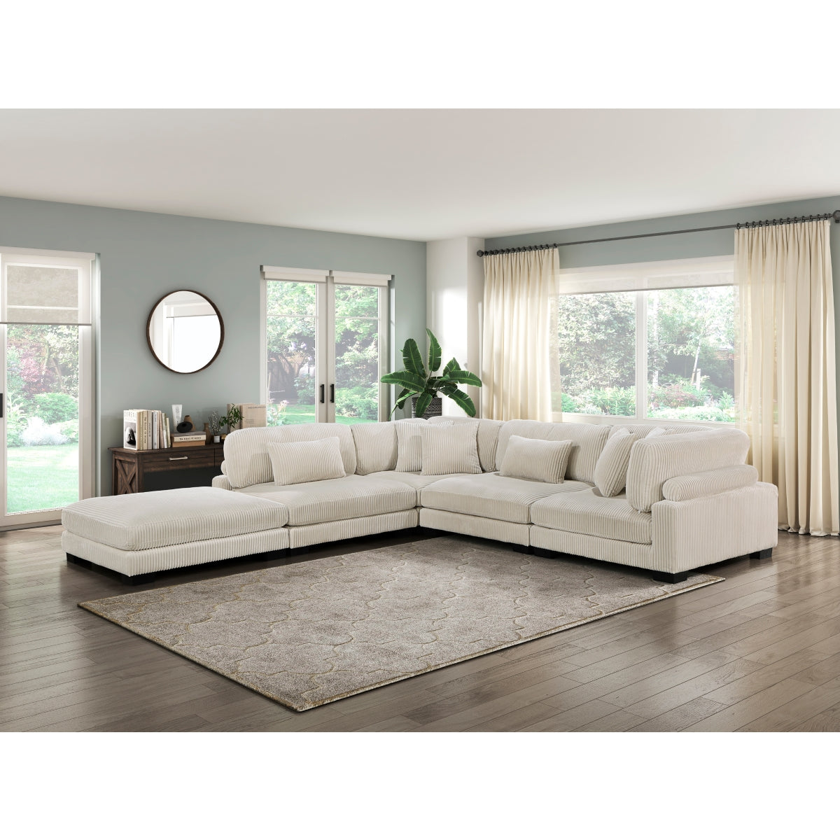 Beige Corduroy Upholstered Ottoman Footrest - Soft & Durable Living Room Furniture for Home Decor, Comfortable Seating & Extra Storage | Perfect for Small Spaces, Bedroom, Nursery & Lounge Areas