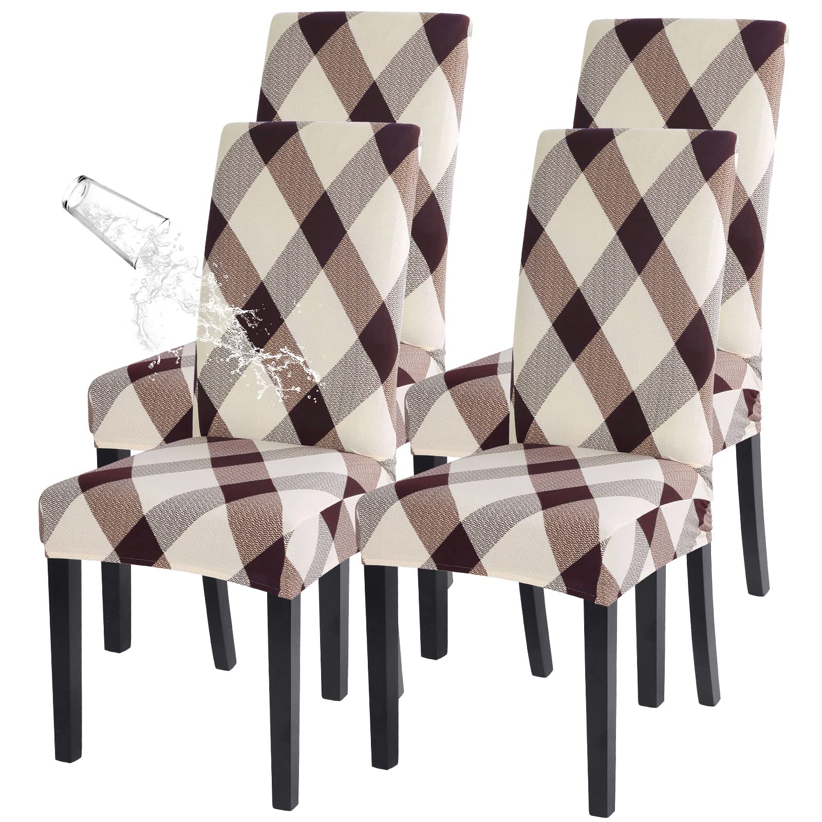 **Waterproof Dining Chair Covers Set of 4 – Stretchable, Washable Slipcovers for Parsons Chairs – Perfect for Kitchen, Restaurant, Hotel & Banquet (Lattice Design)**    *(Ideal for protecting dining chairs from spills, stains, and wear – great for home, hospitality, and event use.)*