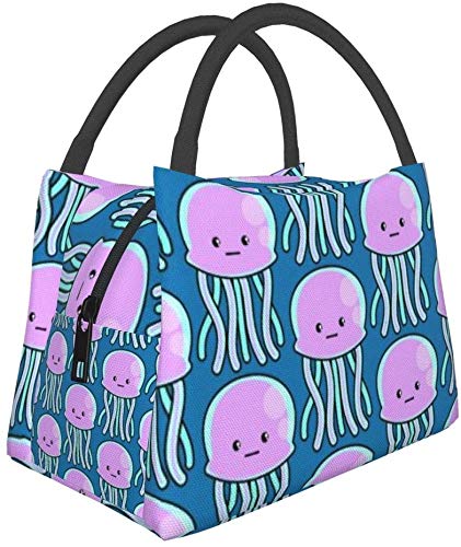 Reusable Insulated Lunch Bag with Jellyfish Design - Leakproof Cooler Tote for Work, School, Outdoor Picnic & Beach Trips - BPA-Free Food Storage Organizer