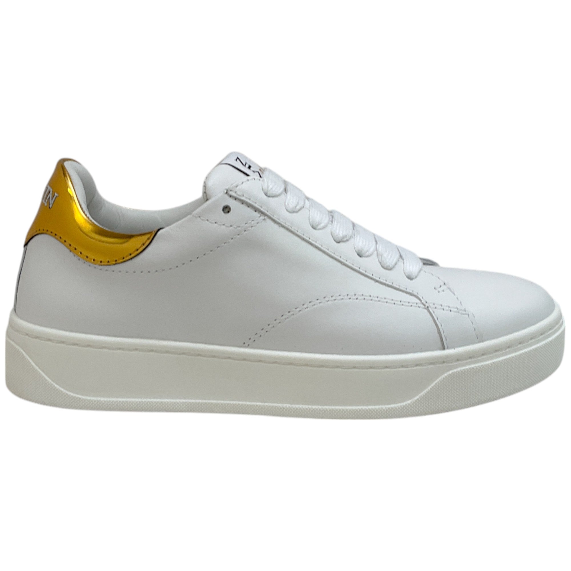 Lanvin White & Gold Leather DDBO Sneakers for Women - Luxury Designer Fashion Shoes for Casual Wear & Street Style Outfits