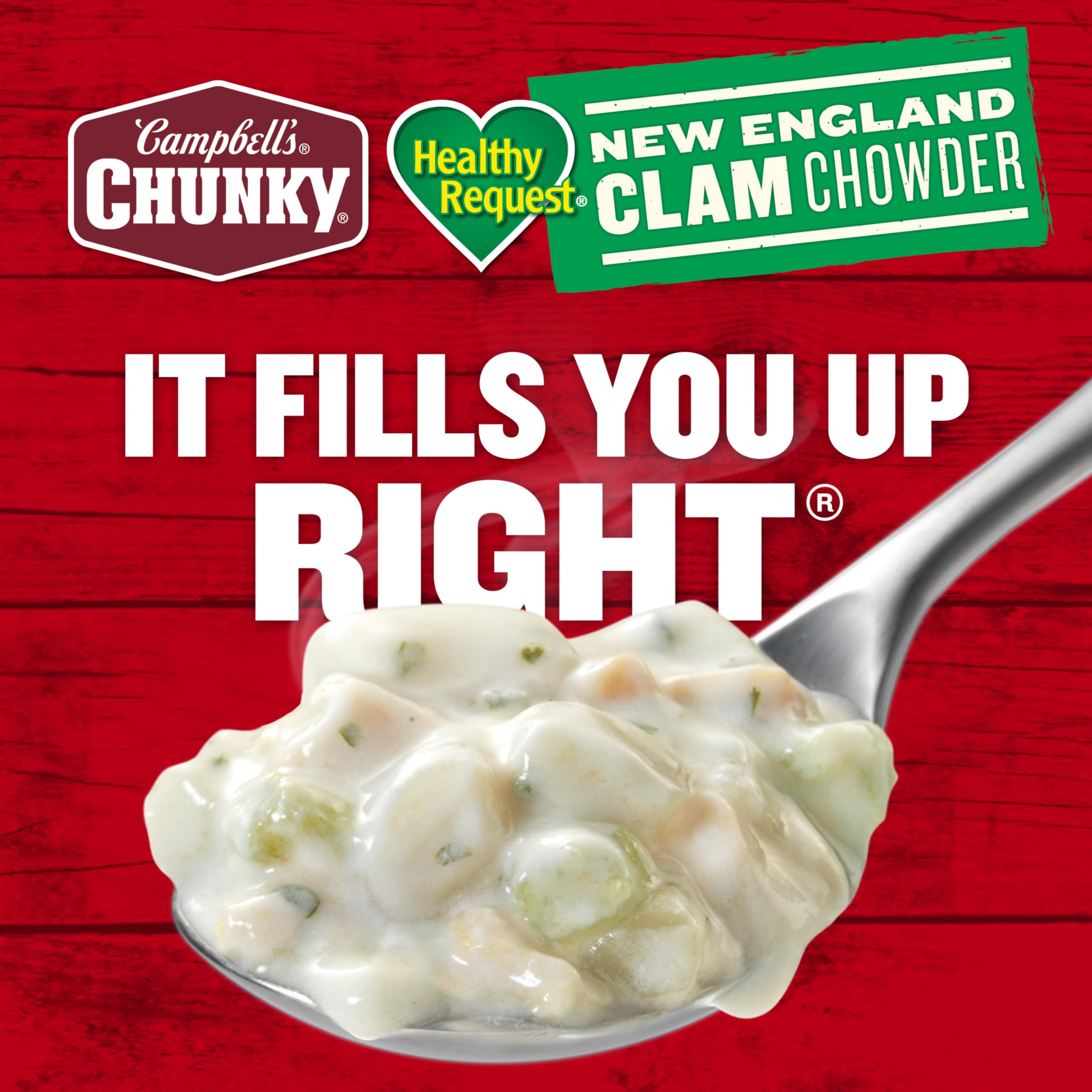 Campbell's Chunky Healthy Request New England Clam Chowder Soup - 18.8 Oz Can (Pack of 6) | Hearty & Nutritious Meal for Lunch, Dinner or Quick Comfort Food