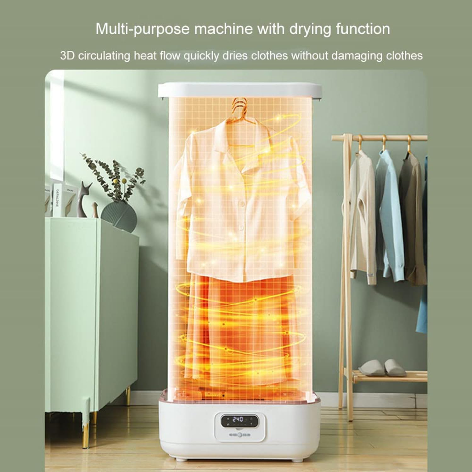 Portable Electric Dryer & Automatic Ironing Press - Fast Drying Steam with Adjustable Timer for Home & Travel | Perfect for Clothes, Linens & Delicates