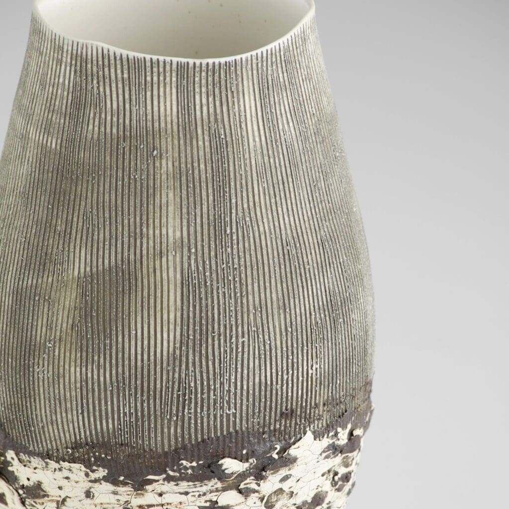 Cyan Design 11411 Calypso Vase - Small Off White & Brown Ceramic Vase for Home Decor, Wedding Centerpiece, or Gift
