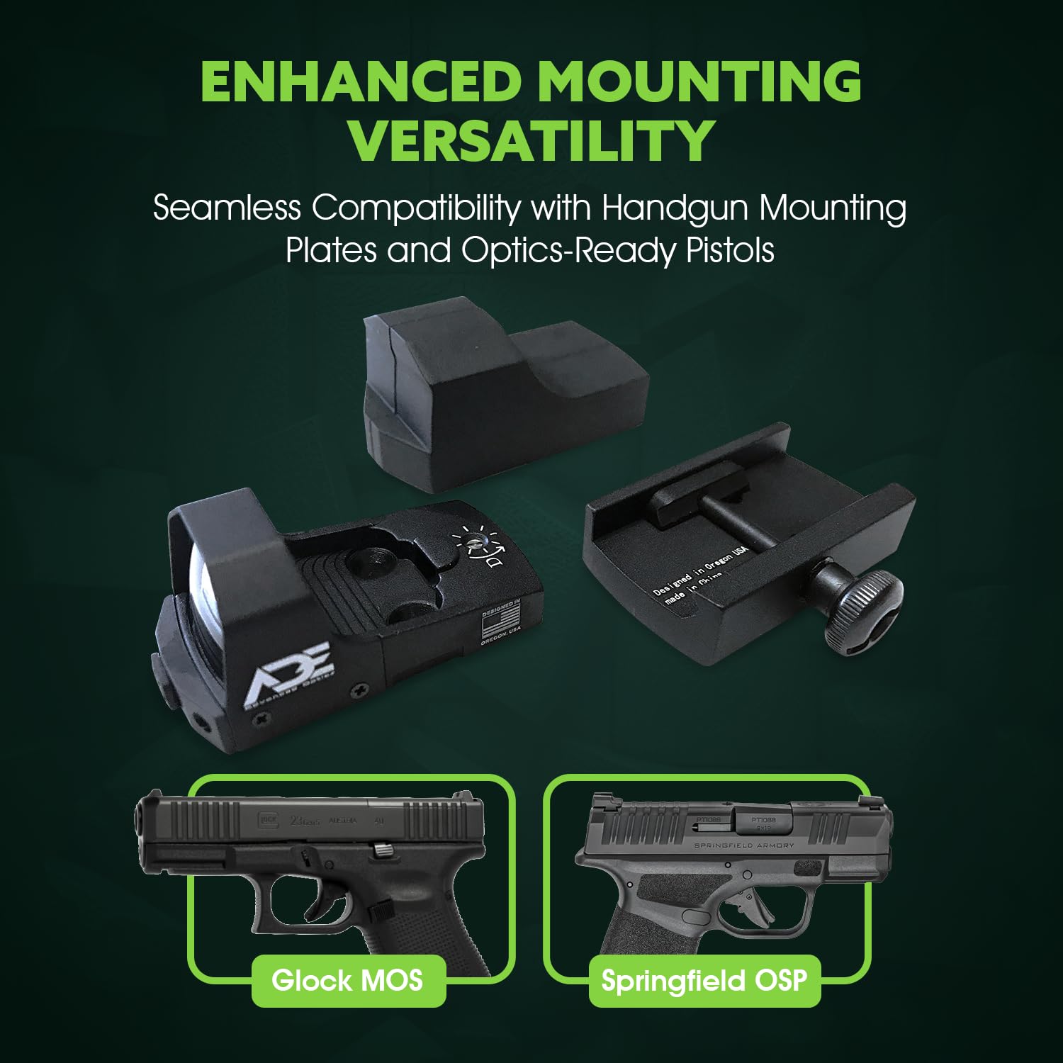 Ade Advanced Optics RD3-006 Green Dot Reflex Sight with Mounting Plate - Compatible with Ruger Mark I, II, III, IV, IV-Lite & Picatinny Rail - Perfect for Pistol Shooting, Hunting & Tactical Training