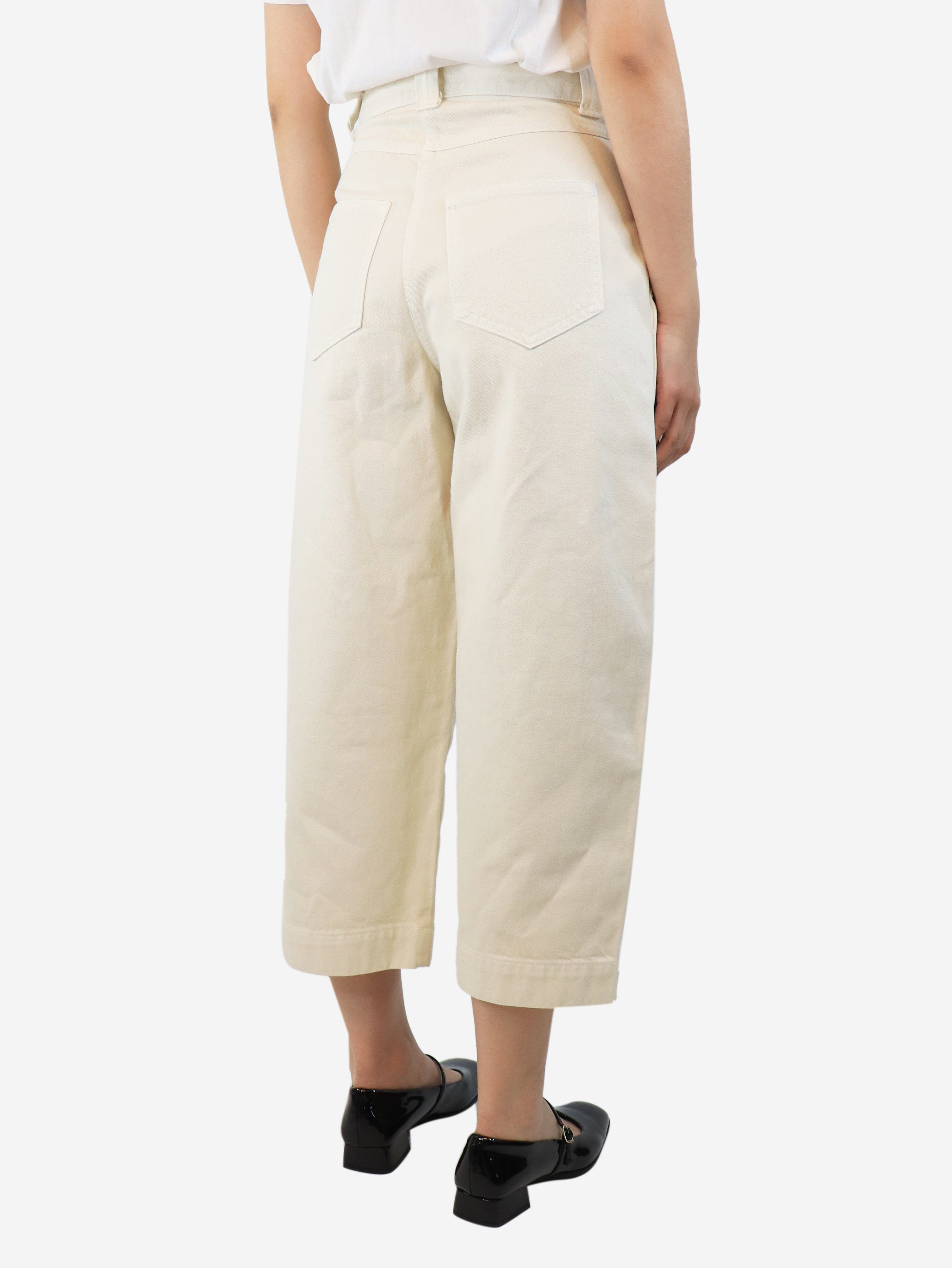 Hewey Cream Denim Wide Leg Jeans for Women - UK Size 10 | High Waisted Comfortable Stretch Jeans for Casual Wear & Everyday Outfits