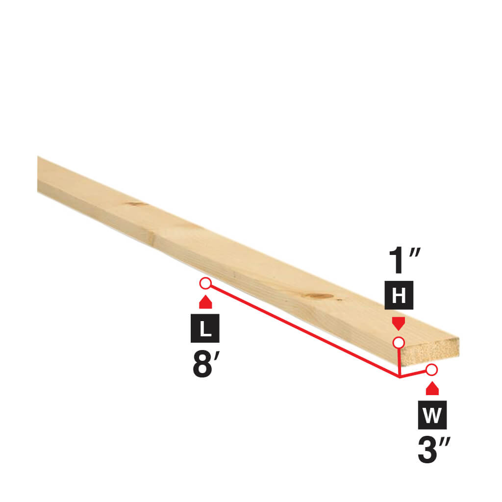 1x3x8 Spruce Lumber - Premium Kiln-Dried Wood for DIY Projects, Home Renovation & Furniture Making - 8 Feet Pine Board for Shelving, Framing & Crafting