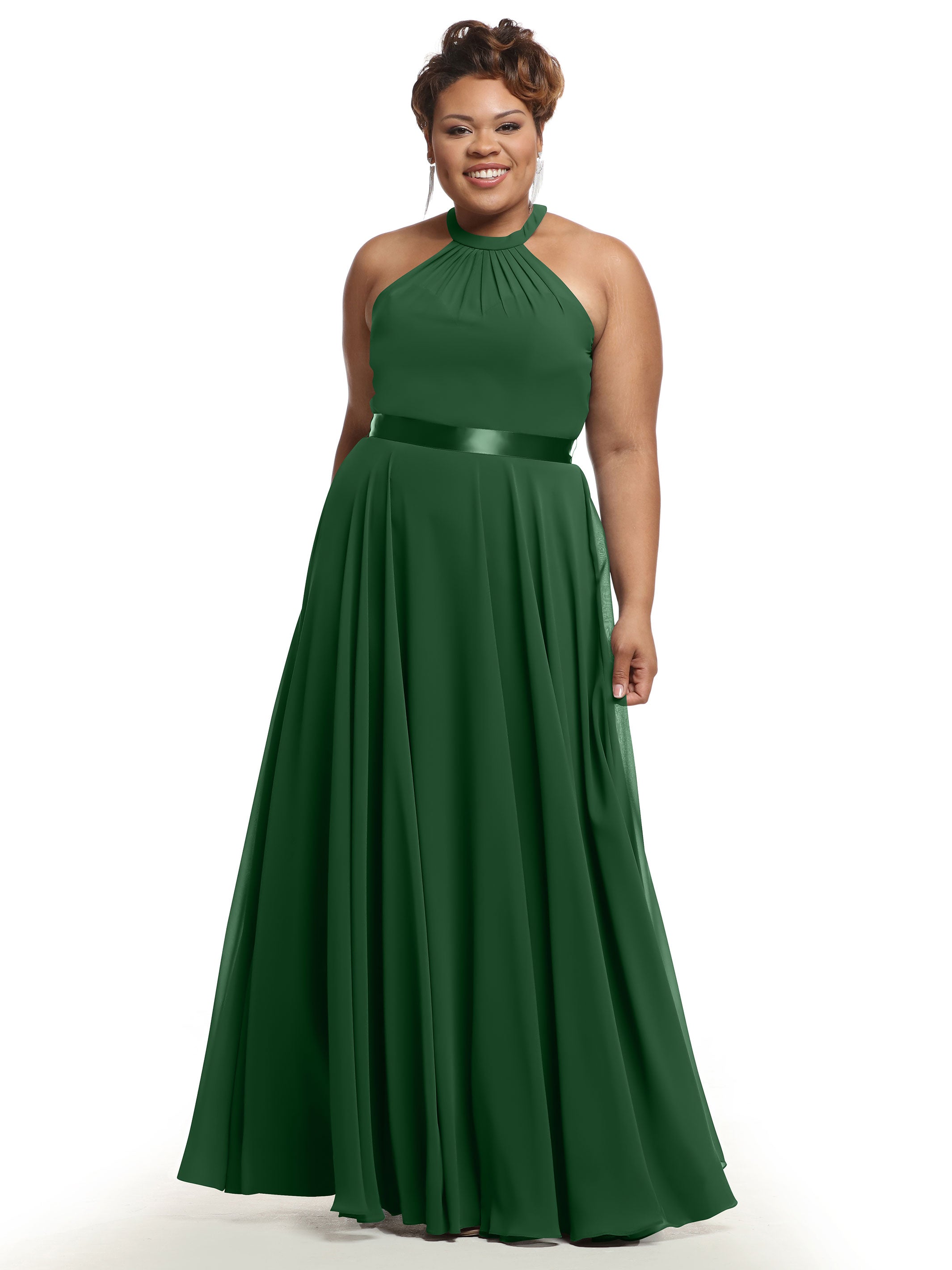 Elegant A-Line Chiffon Bridesmaid Dress with Halter Neckline - Perfect for Weddings, Formal Events & Special Occasions