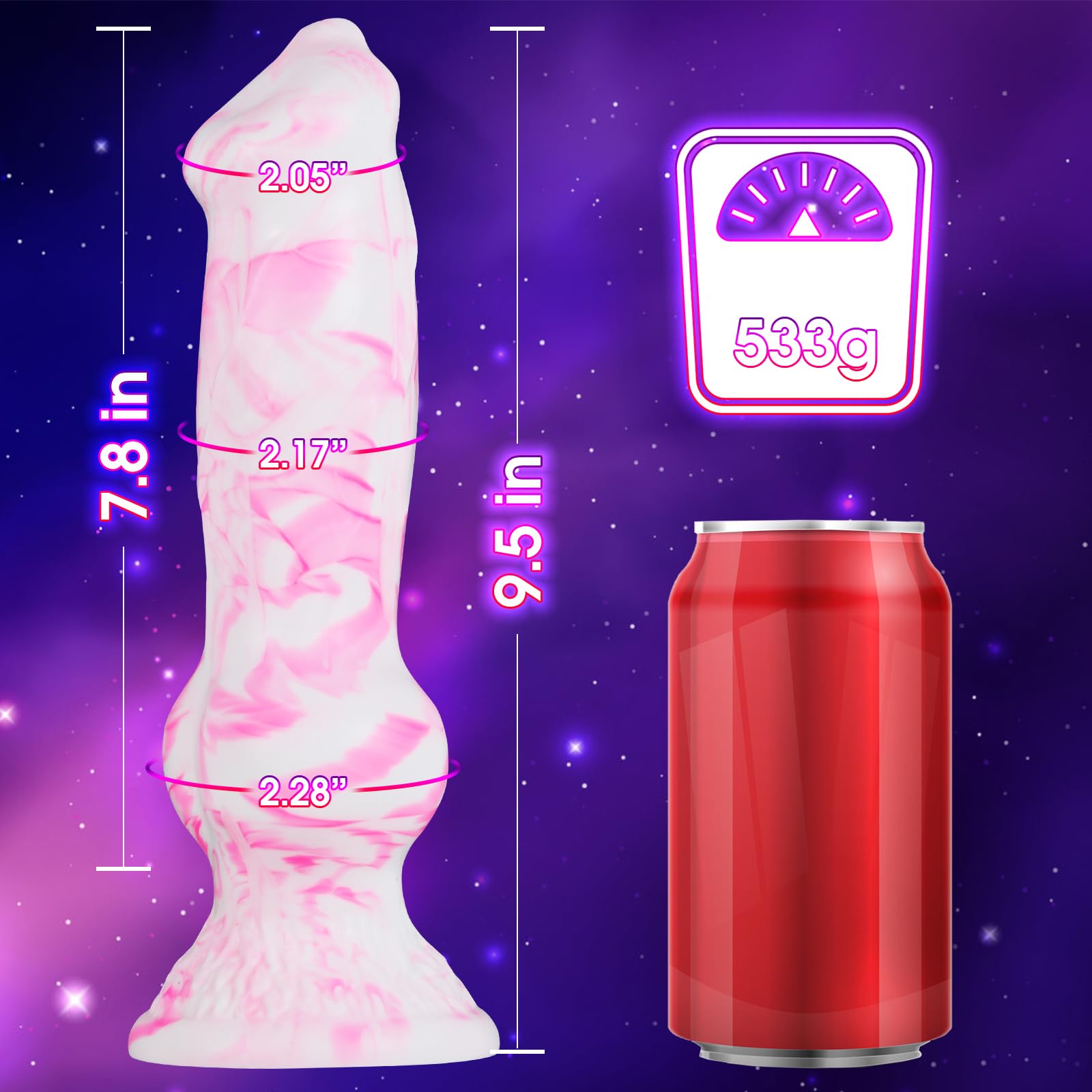 9.5 Inch Realistic Dog Knot Dildo with Suction Cup - 2.88